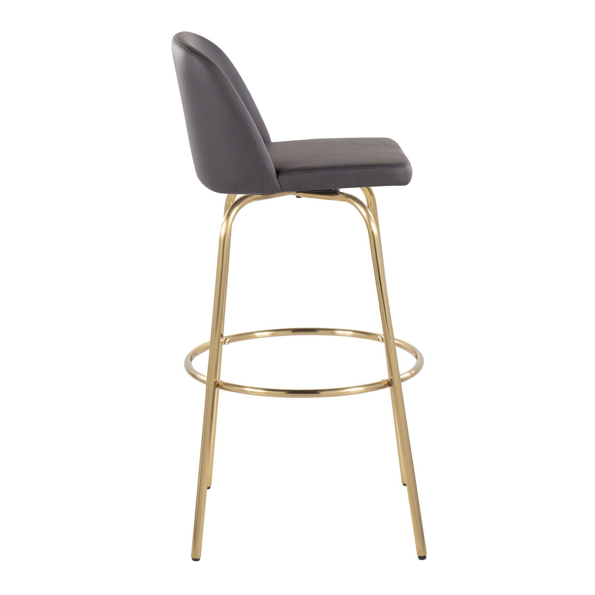 Toriano - Contemporary Fixed Height Barstool With Swivel And Round Footrest (Set of 2) - Best Buy Furniture
