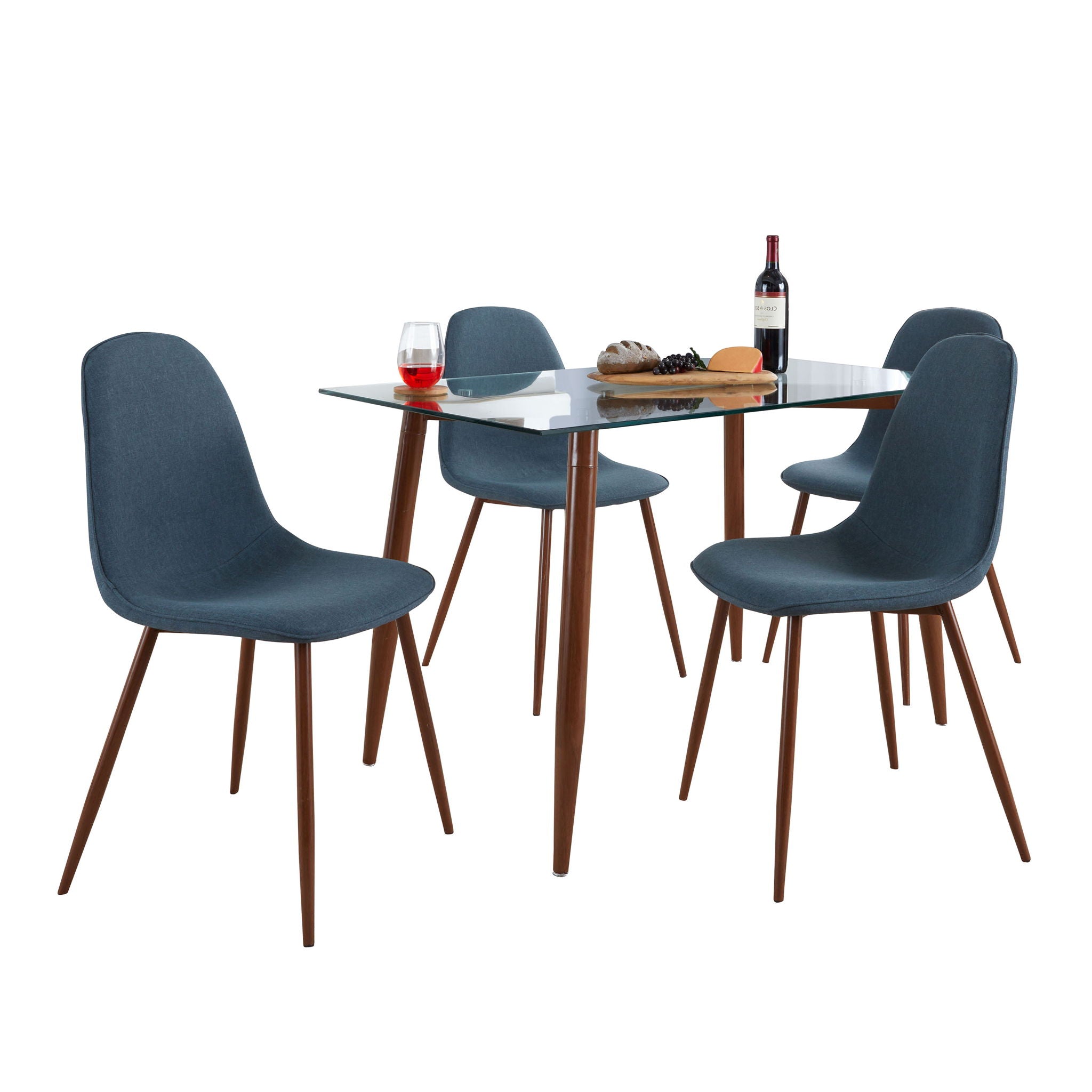 Clara Pebble - 5 Piece Mid-Century Modern Dining Set - Best Buy Furniture