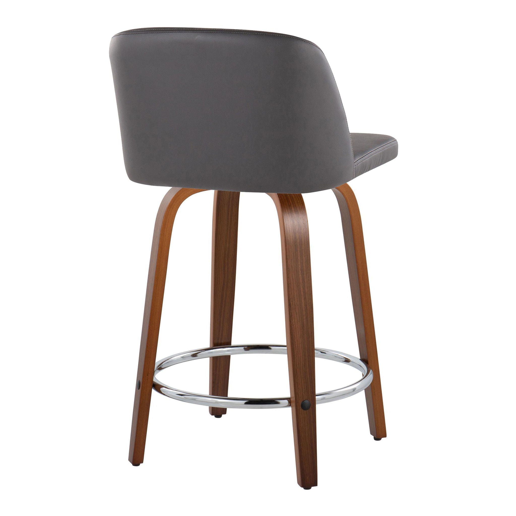 Toriano - Mid Century Modern Fixed Height Counter Stool With Swivel With Round Footrest (Set of 2) - Best Buy Furniture