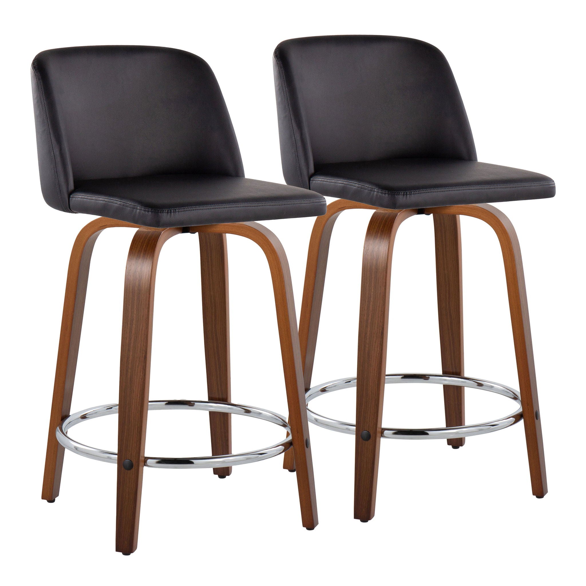 Toriano - Mid Century Modern Fixed Height Counter Stool With Swivel With Round Footrest (Set of 2) - Best Buy Furniture