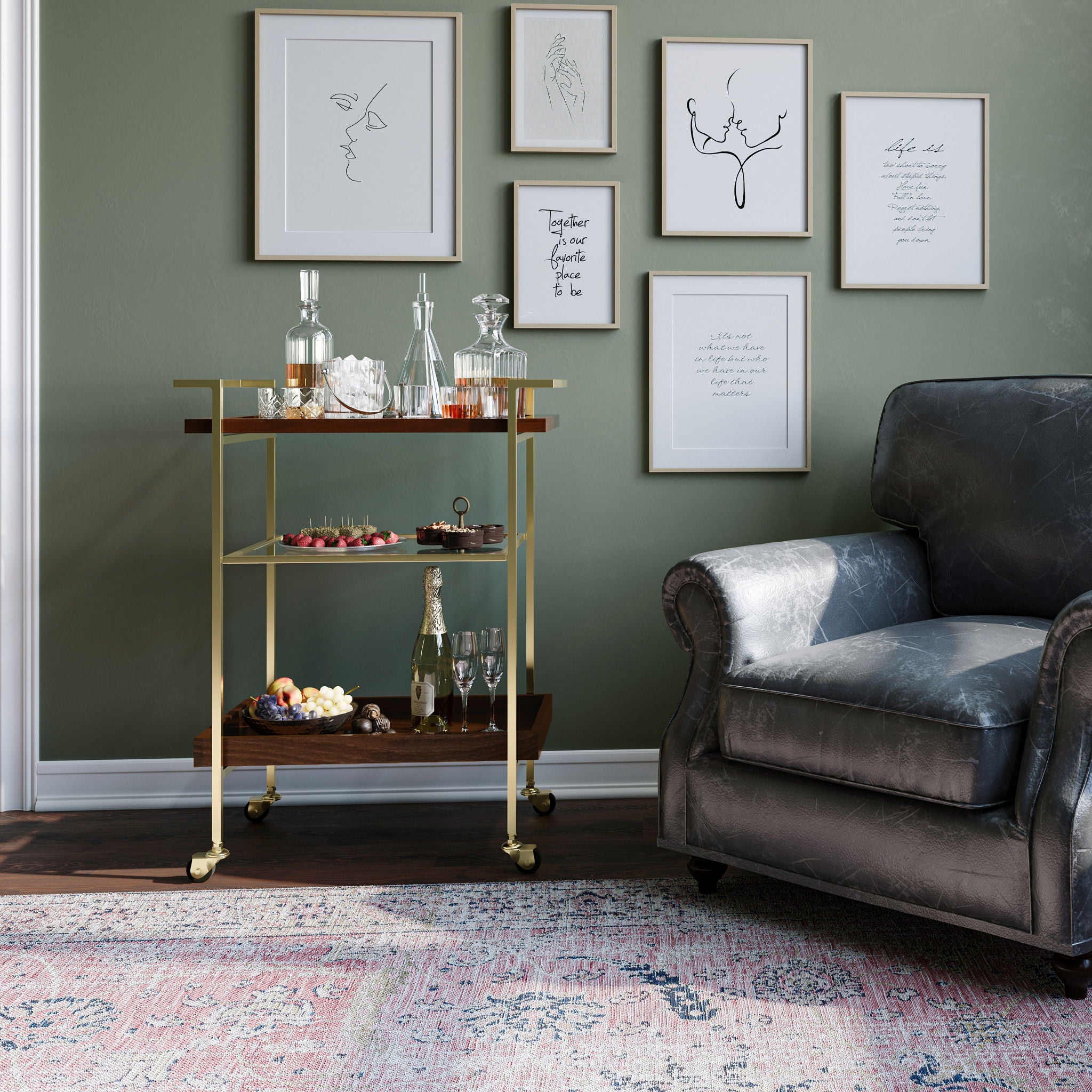 Jace - Bar Cart - Cognac - Best Buy Furniture