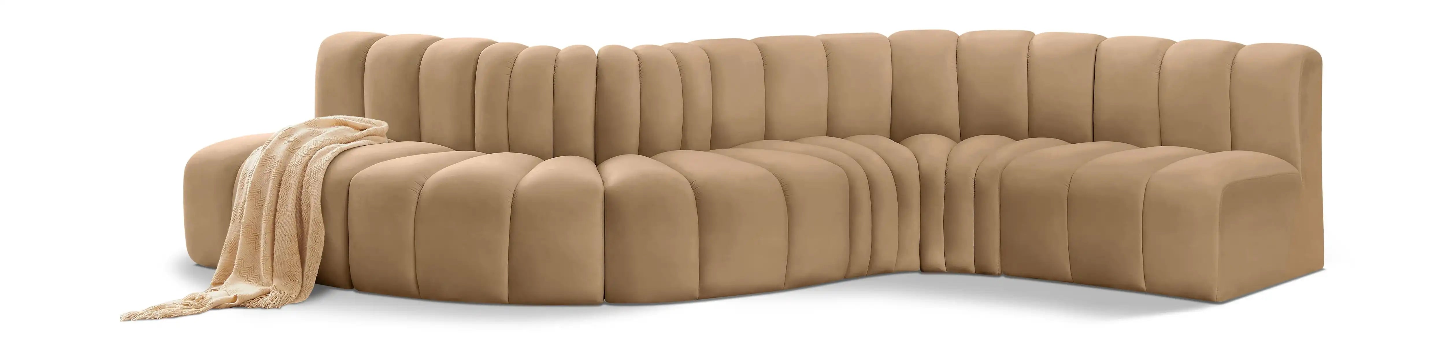 Arc - Velvet 6 Piece Curved Modular Sofa - Best Buy Furniture