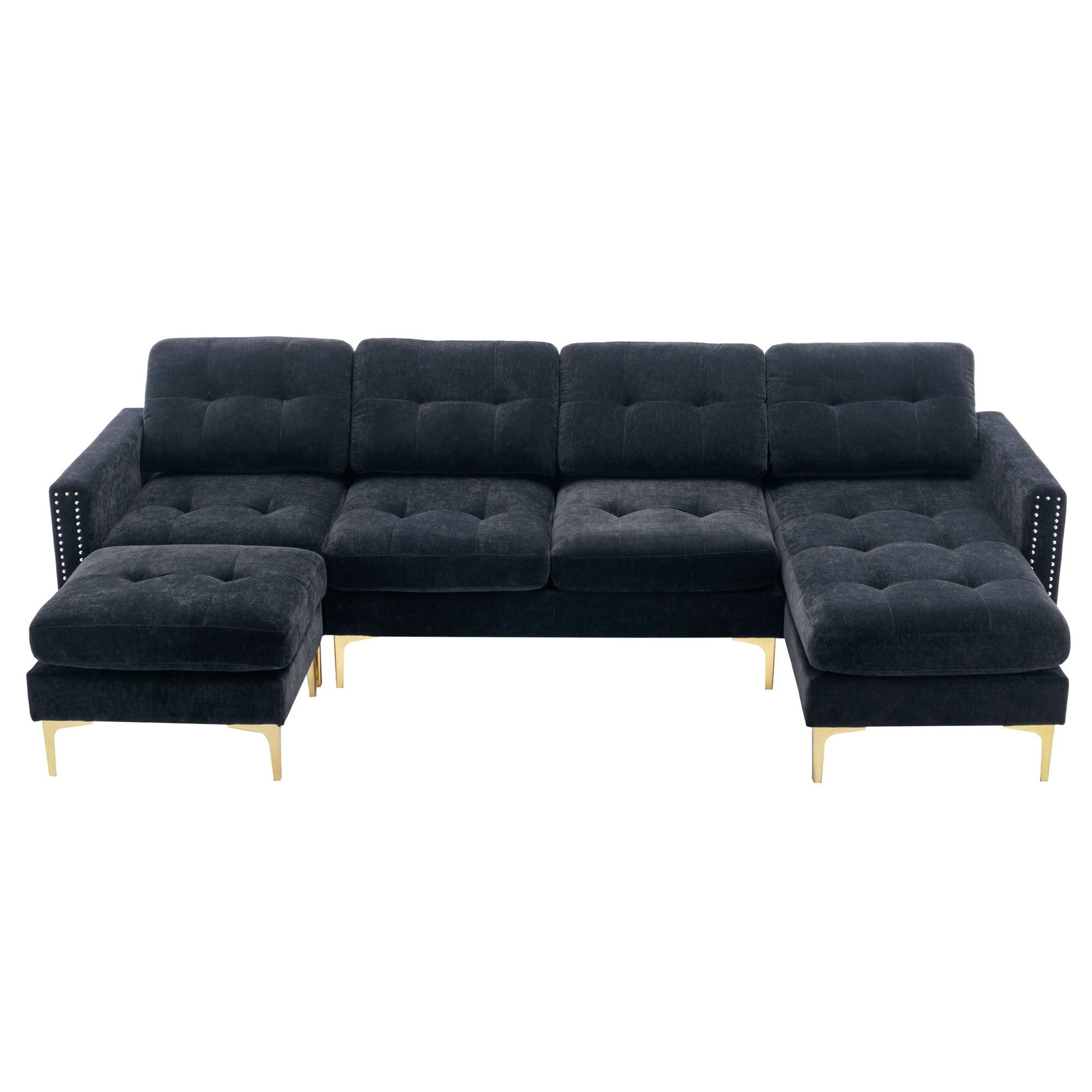 Modern L - Shape Convertible Sectional Sofa With Movable Ottoman - Best Buy Furniture