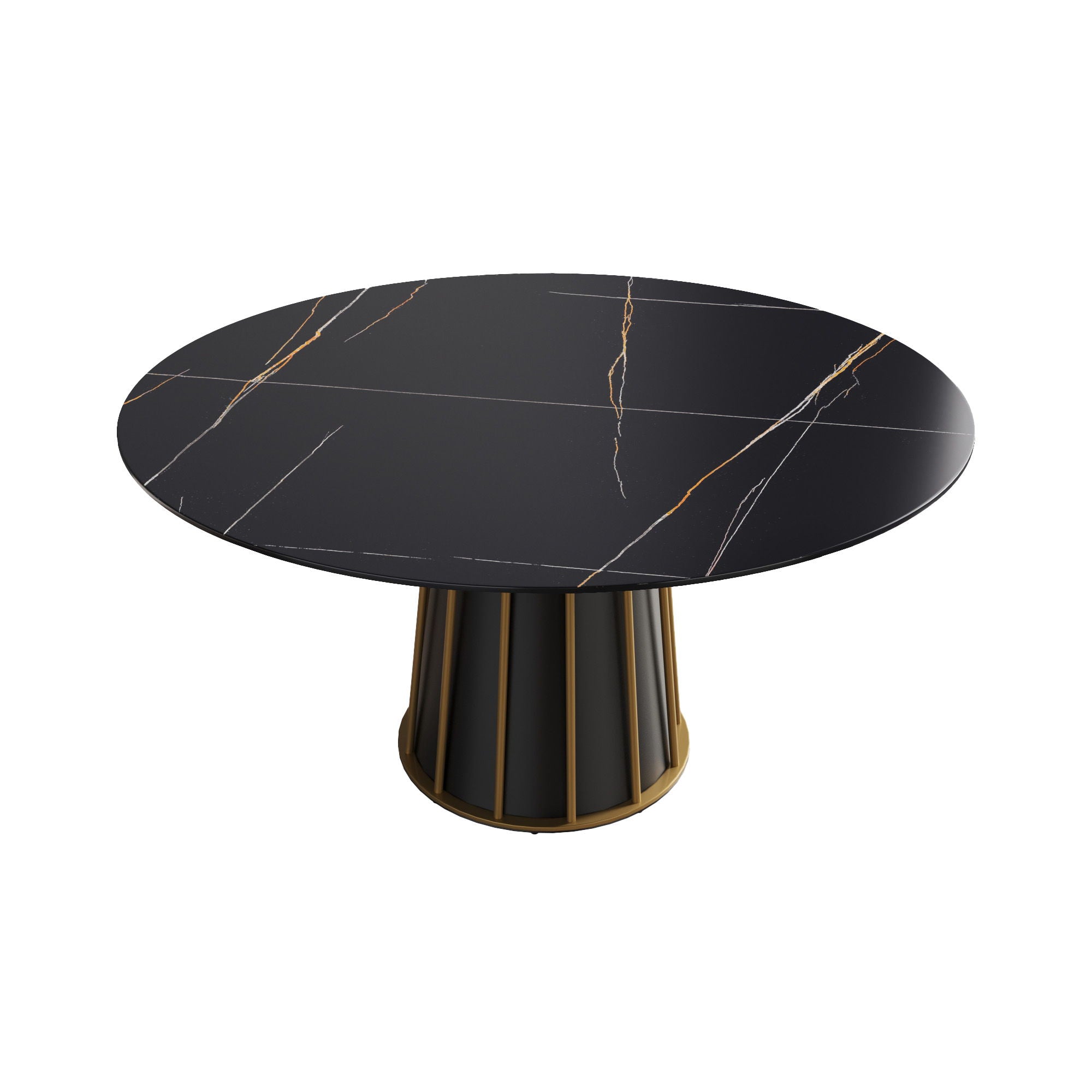 Modern Artificial Stone Round Metal Iron Base Dining Table, Can Accommodate 8 People, (Not Including Chairs) - Black - Best Buy Furniture