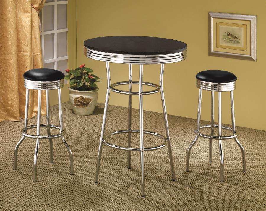 Retro - 3 Pieces Round 1950s Bistro Pub Bar Table Set - Best Buy Furniture