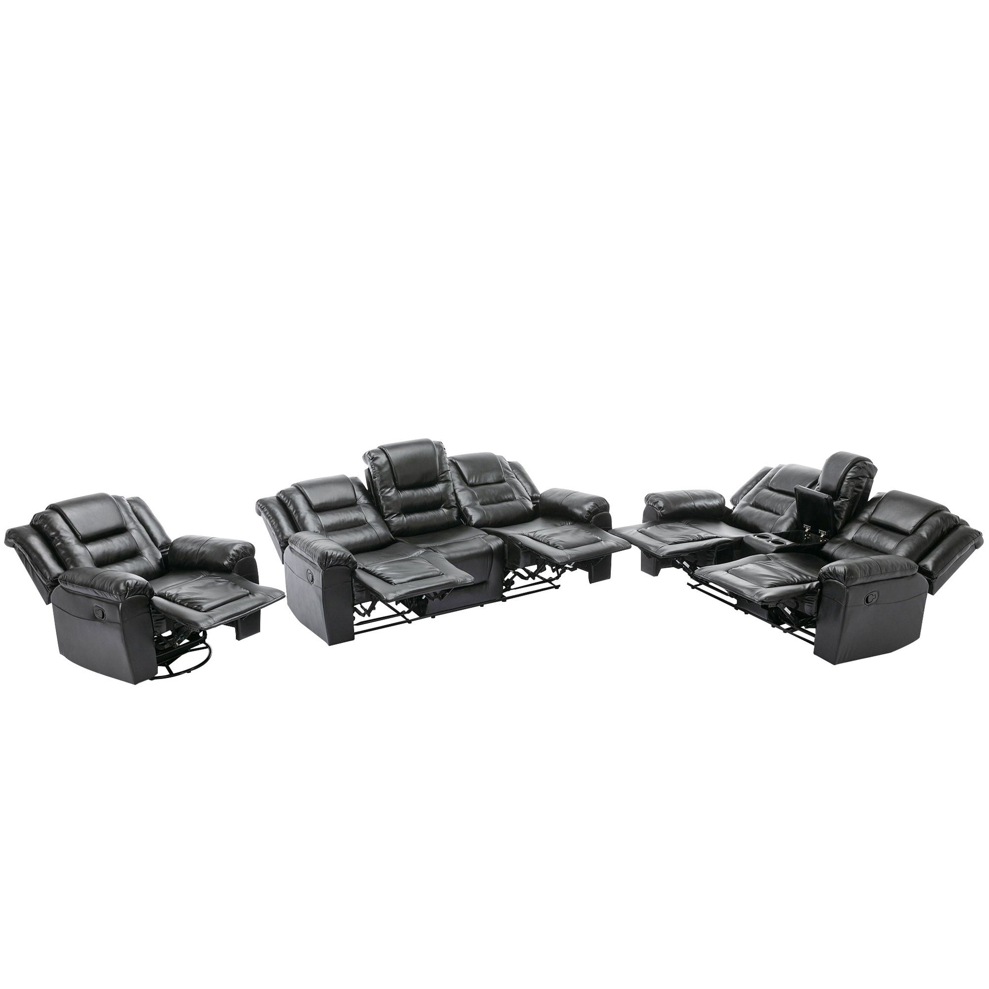 Home Theater Recliner Set Manual Recliner Chair With Wide Armrest, Two Built-In Cup Holders For Living Room - Best Buy Furniture