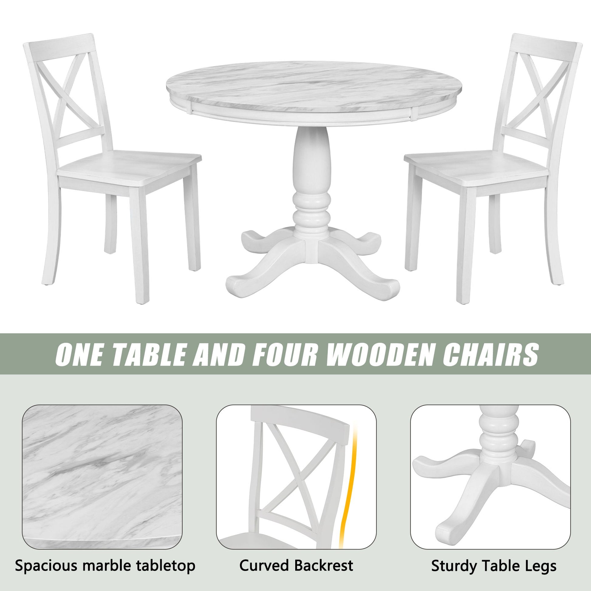 5 Pieces Dining Table And Chairs Set For 4 Persons, Kitchen Room Solid Wood Table With 4 Chairs - Best Buy Furniture