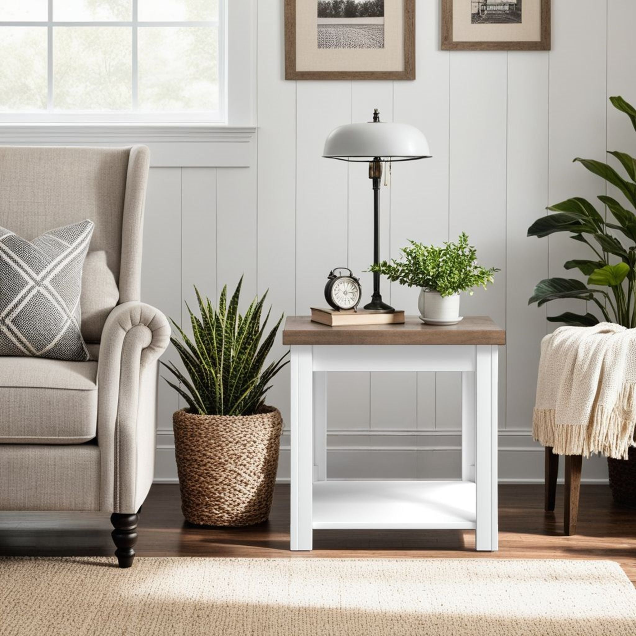 Hampton - Side Table - Jasmine Whitewash / Barnwood - Best Buy Furniture