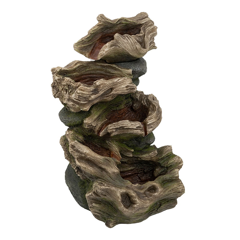 Decorative 5 Tier Wood Rock Inspired Water Fountain With Lights And Pump - Brown - Best Buy Furniture