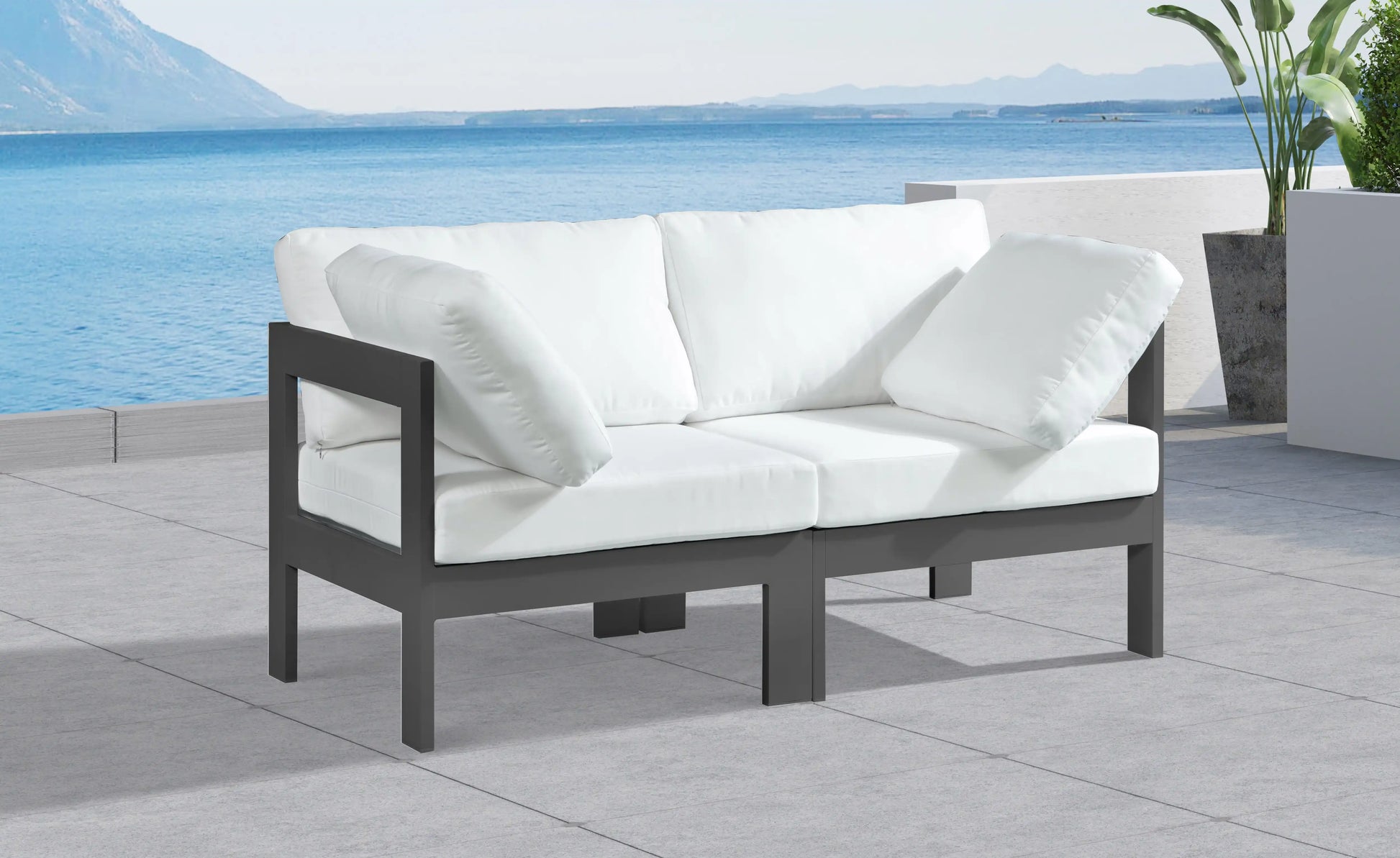 Nizuc - Outdoor Patio 2 Seat Modular Sofa With Gray Frame - Best Buy Furniture