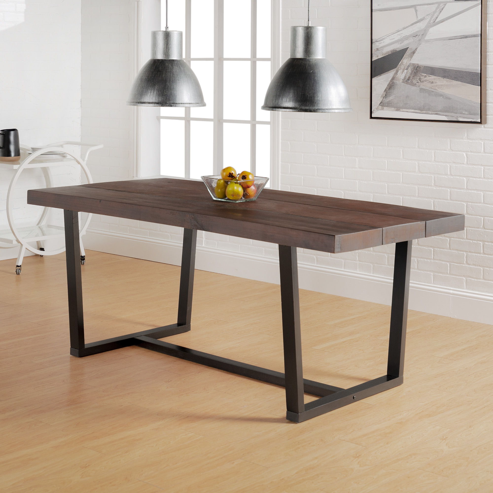 Modern Distressed Solid Wood And Metal Open Frame Dining Table - Best Buy Furniture