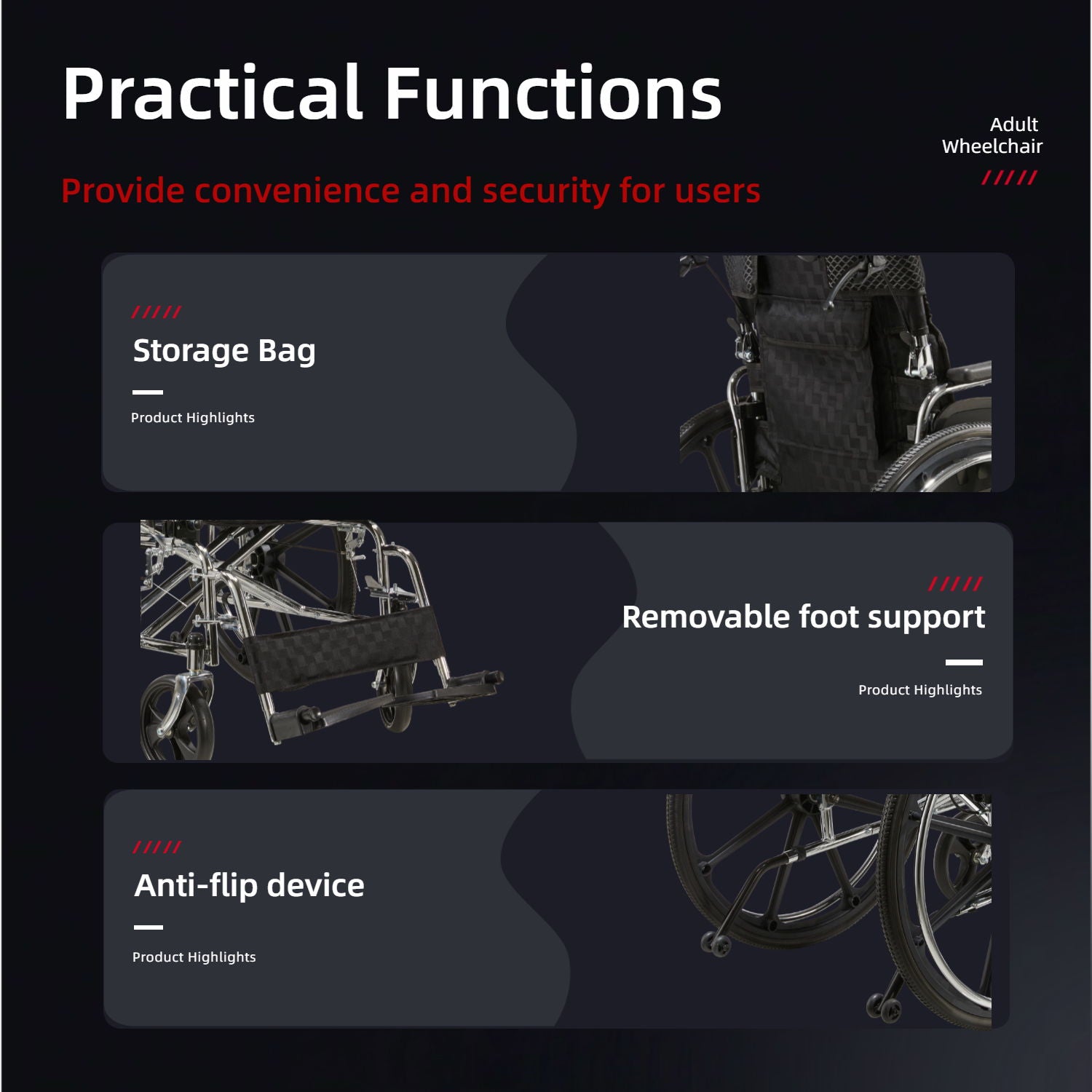 Heavy-Duty Manual Wheelchair For Adults With Double X Force Support
