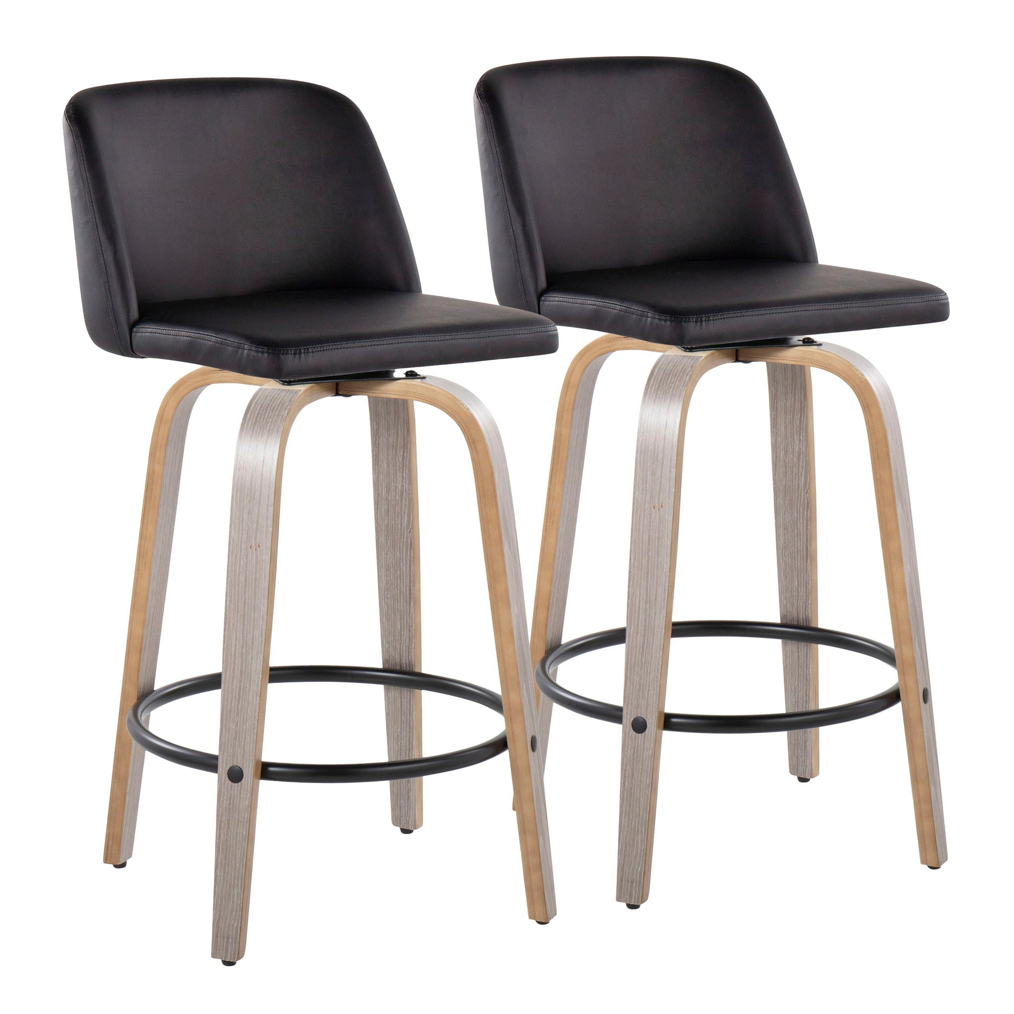 Toriano - Contemporary Fixed Height Counter Stool With Swivel & Round Footrest (Set of 2) - Best Buy Furniture
