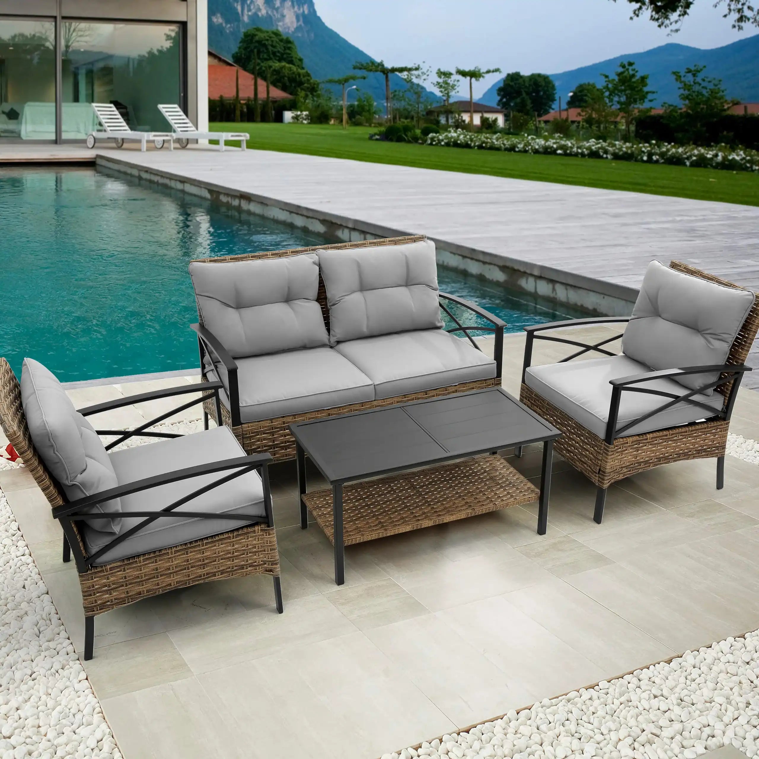 Patio 4 piece sectional | Outdoor Sofa Set - Best Buy Furniture