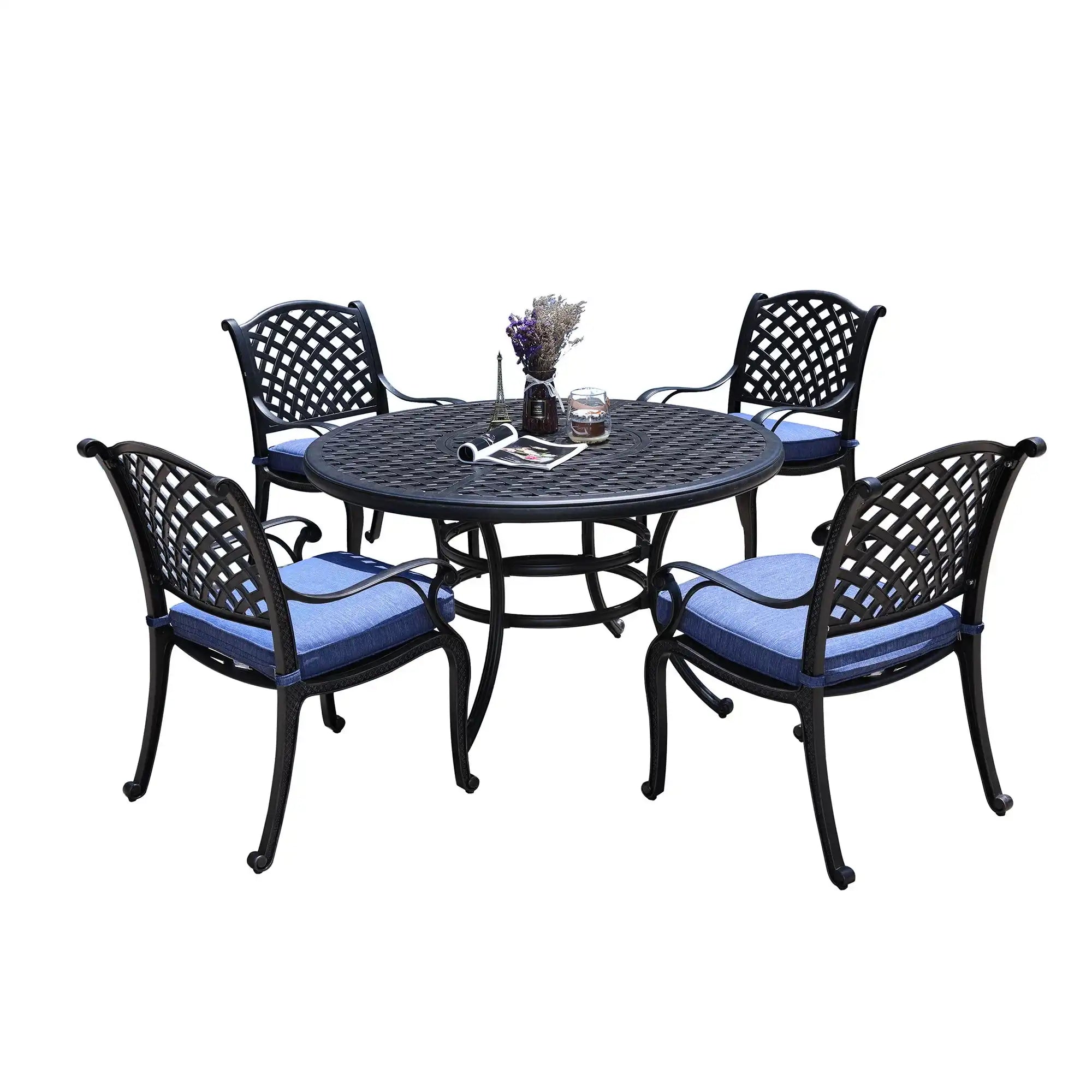 Round 4 Person 51.97" Long Dining Set With Cushions - Best Buy Furniture