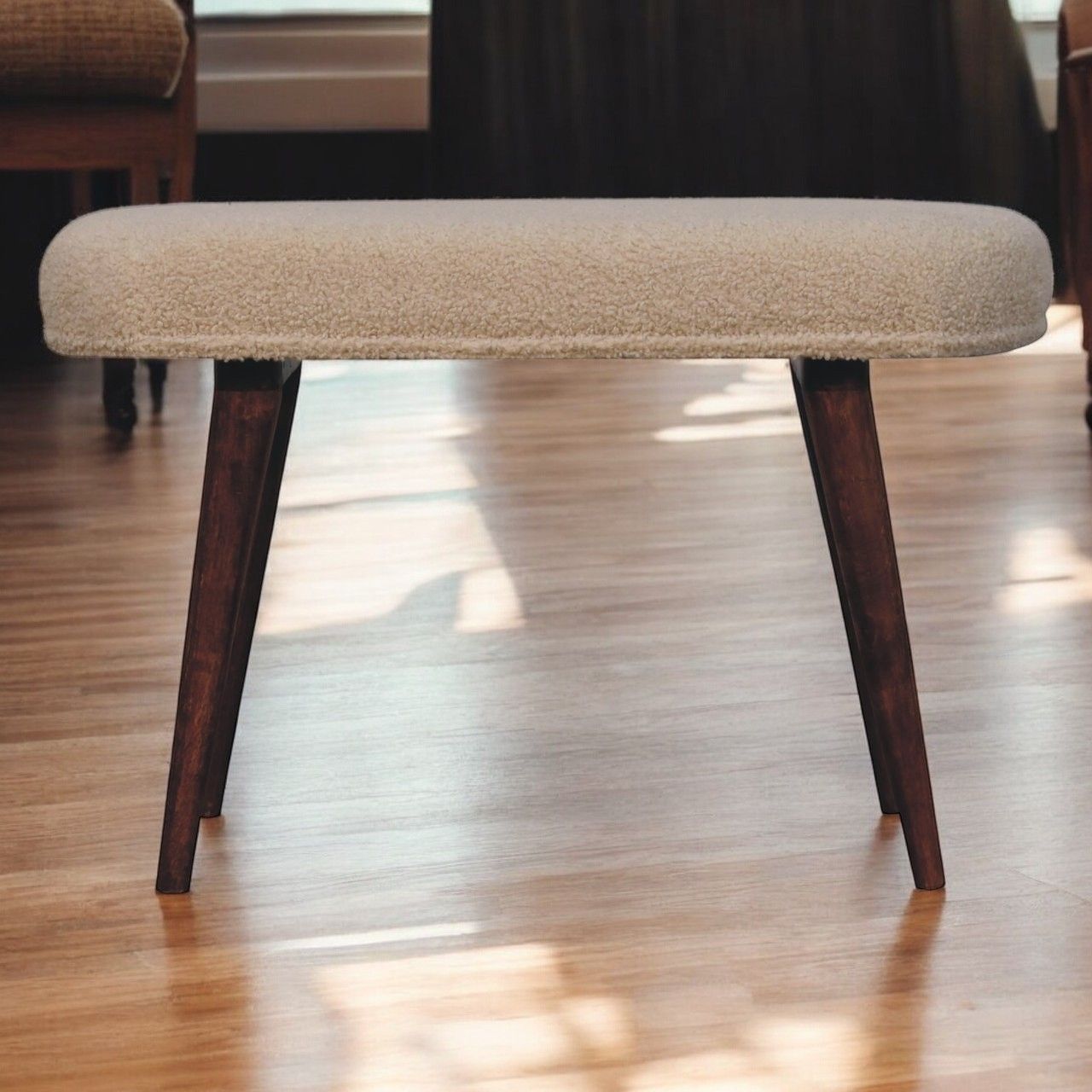 Boucle Nordic Bench - Honey Caramel - Best Buy Furniture