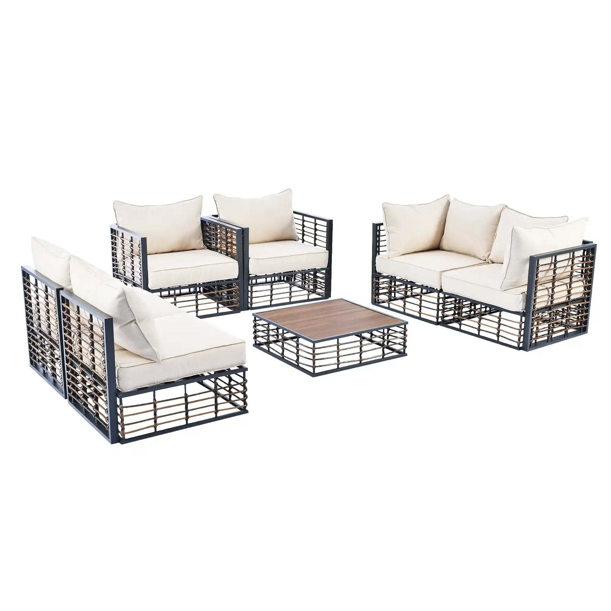 TOPMAX Modern 7-Piece Outdoor Modular Sectional Sofa Set - Best Buy Furniture
