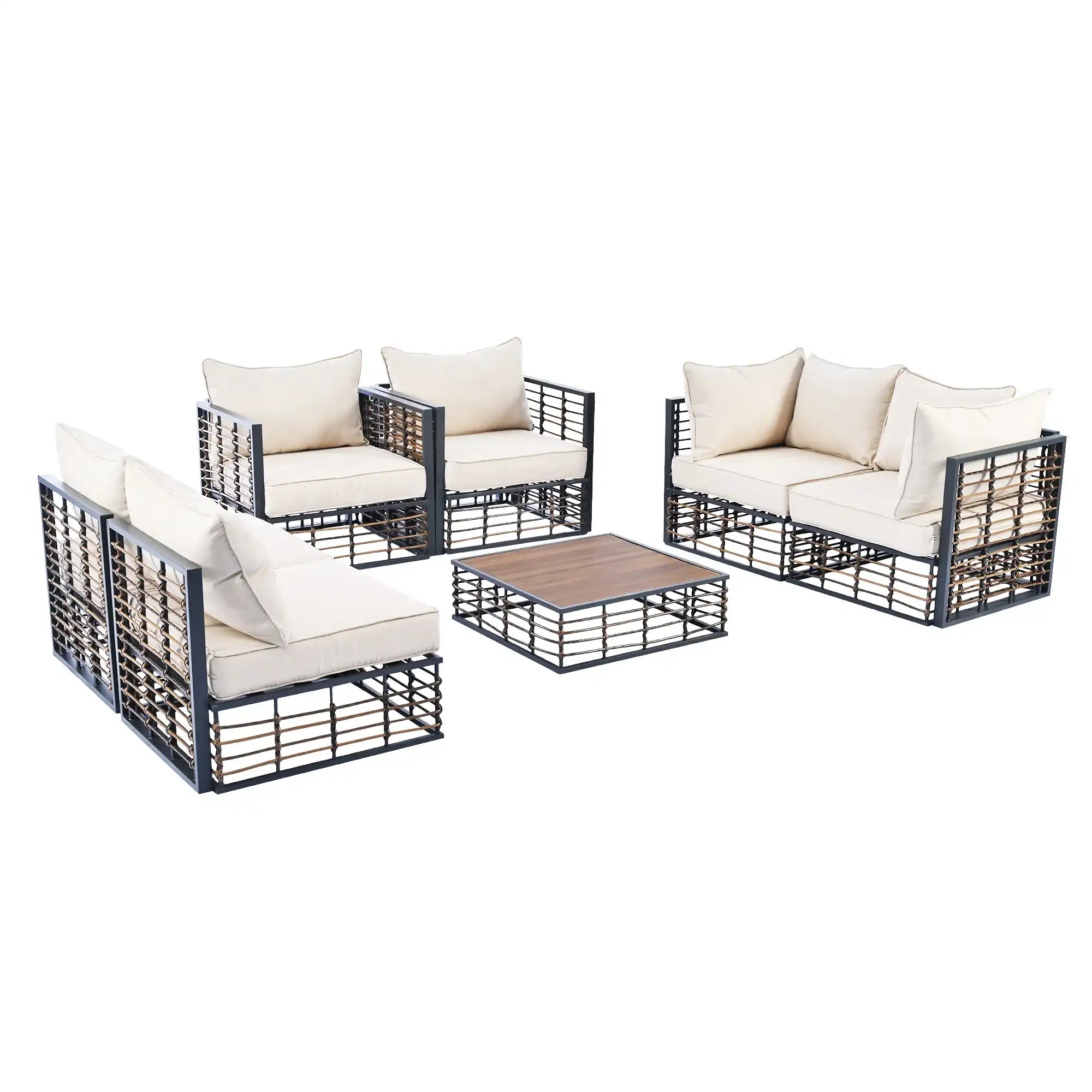 TOPMAX Modern 7-Piece Outdoor Modular Sectional Sofa Set - Best Buy Furniture