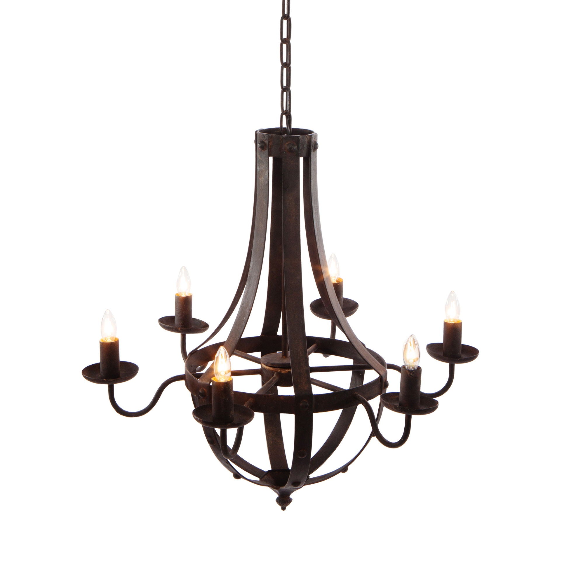 6 Light Metal Chandelier, Hanging Light Fixture With Adjustable Chain For Kitchen, Bulb Not Included - Black - Best Buy Furniture