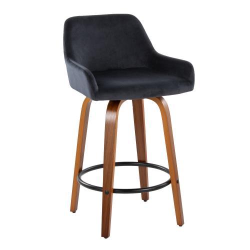 Daniella - Contemporary Fixed Height Counter Stool With Swivel With Round Footrest (Set of 2) - Best Buy Furniture