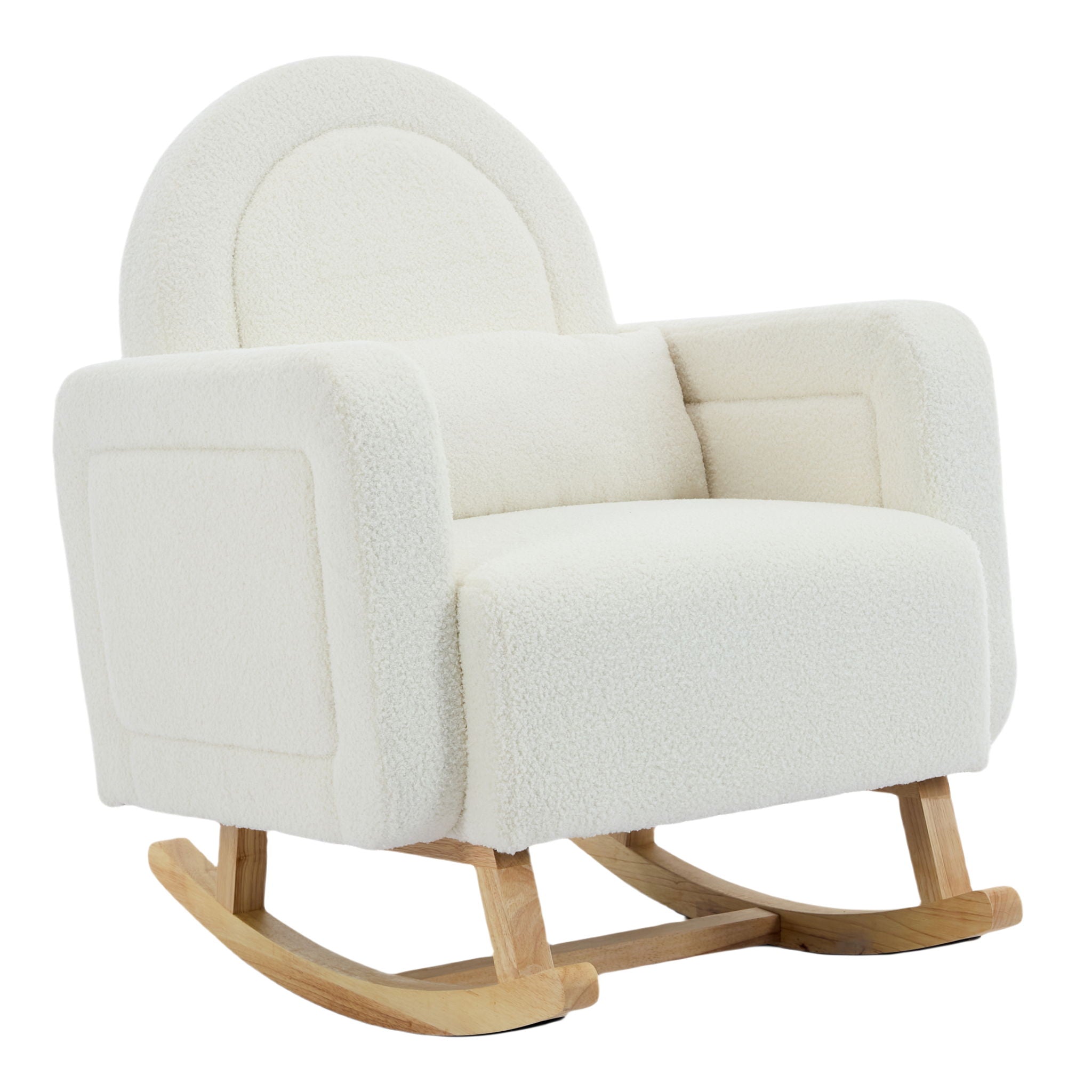 Accent Rocking Chair With Curved Back & Pillow, Base, Ultimate Comfort For Living Room Or Nursery - Cream White - Best Buy Furniture