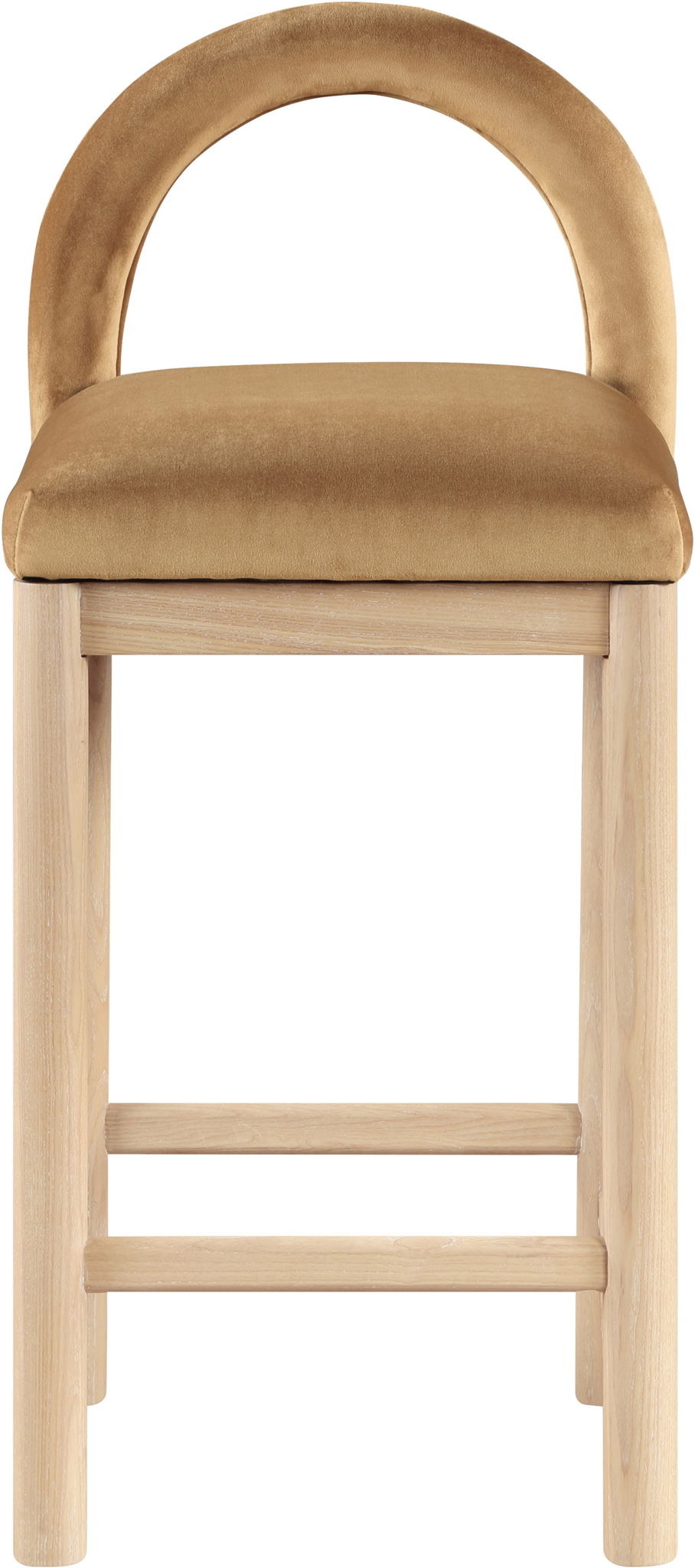 Conrad - Velvet Counter Stool With Natural Legs - Saddle - Best Buy Furniture
