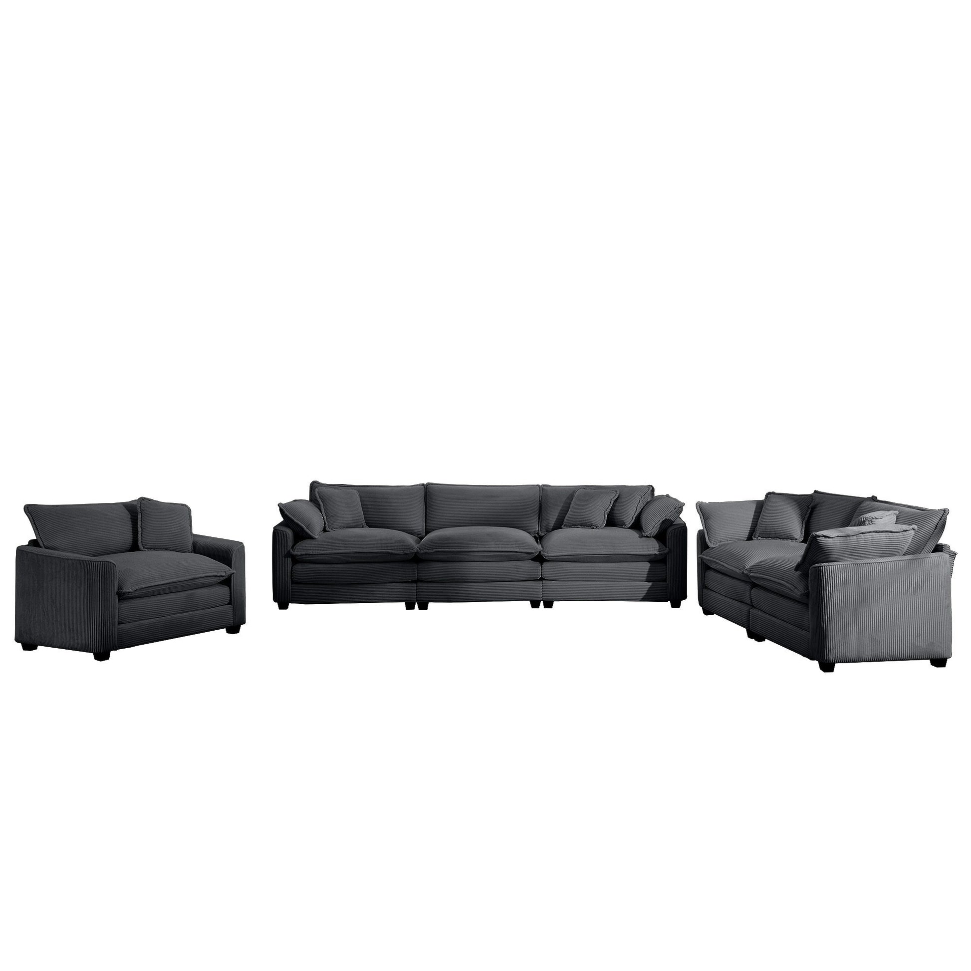 Elegant Corduroy Oversized Sectional Sofa Set With Deep Seats And Flexible Layout - Best Buy Furniture