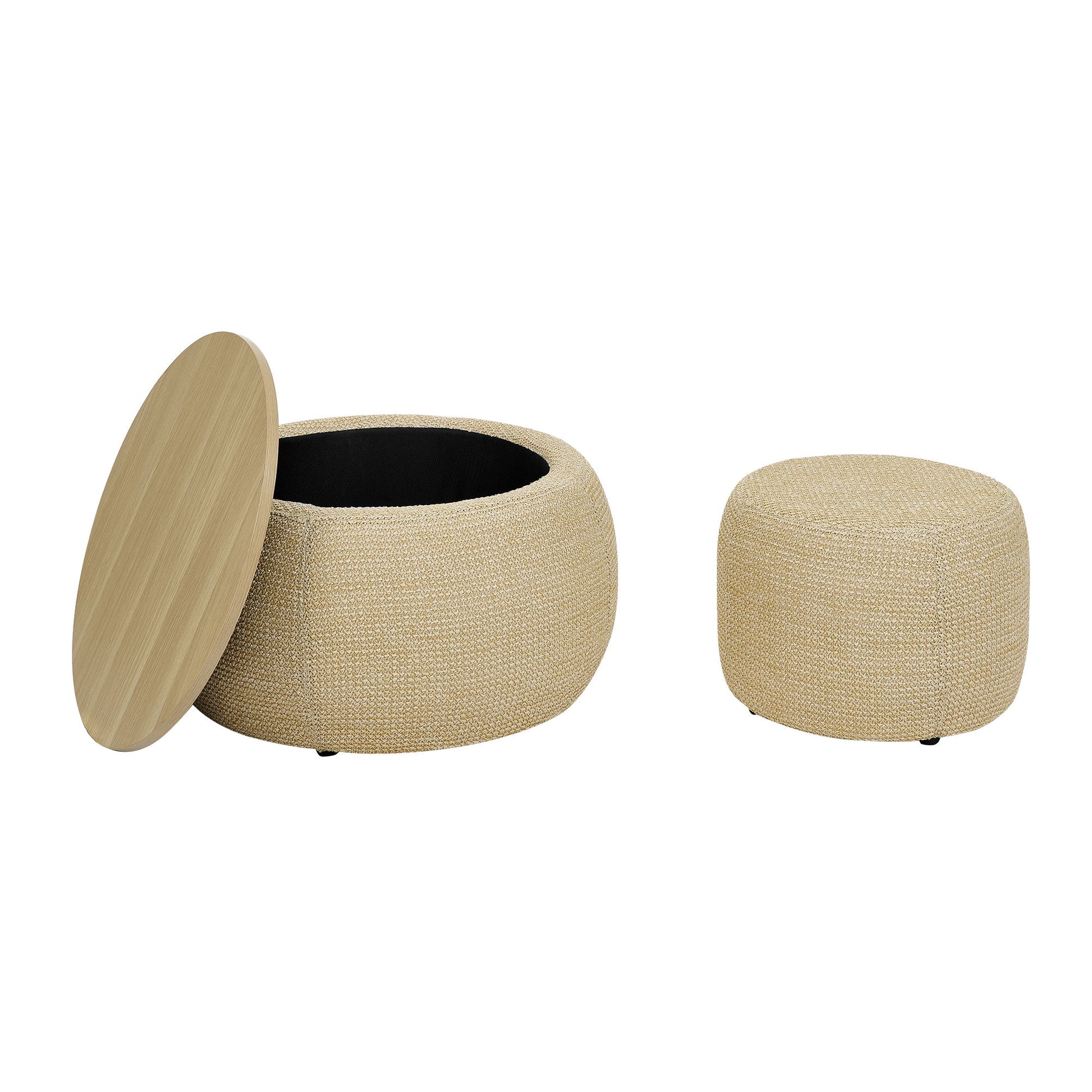 Round Storage Ottoman, 2 In 1 Function, End Table And Ottoman - Best Buy Furniture