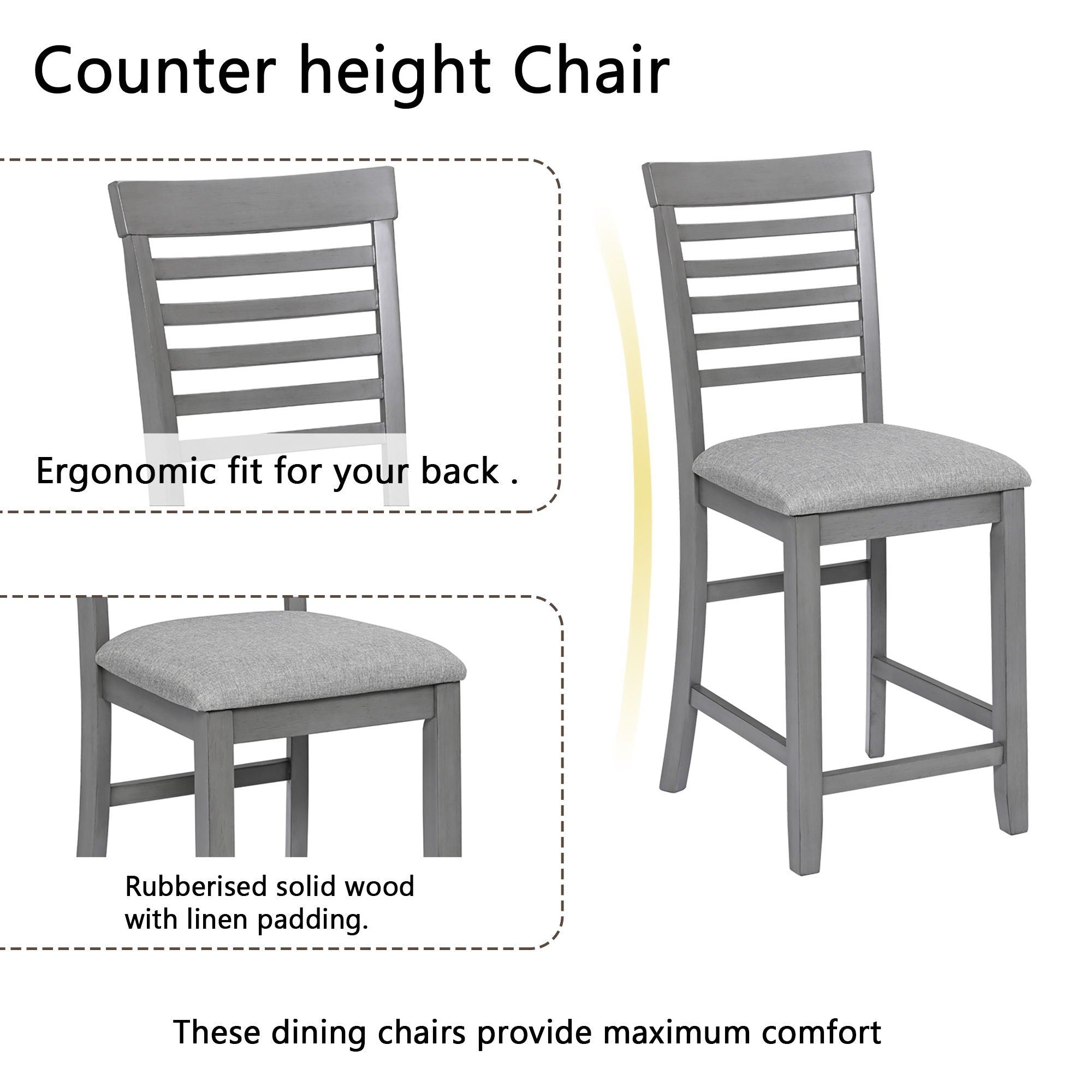 5 Piece Dining Table Set, Wooden Dining Square Table Set For 4, Counter Height Kitchen Table Set With Square Table And 4 Upholstered Chairs - Gray - Best Buy Furniture