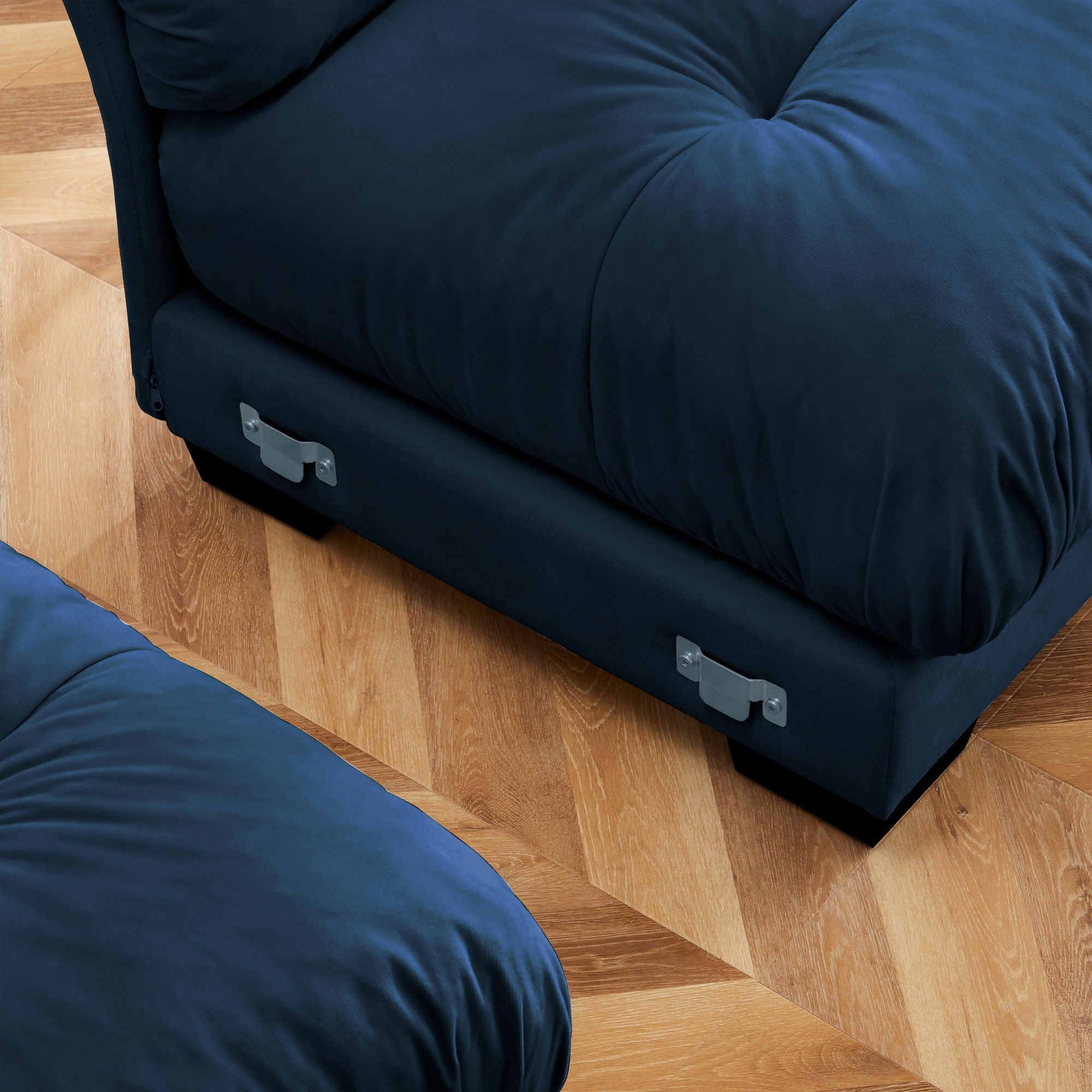 Modern Sectional Sofa With Ottoman, Round Bolster Armrests, Waist And Throw Pillows