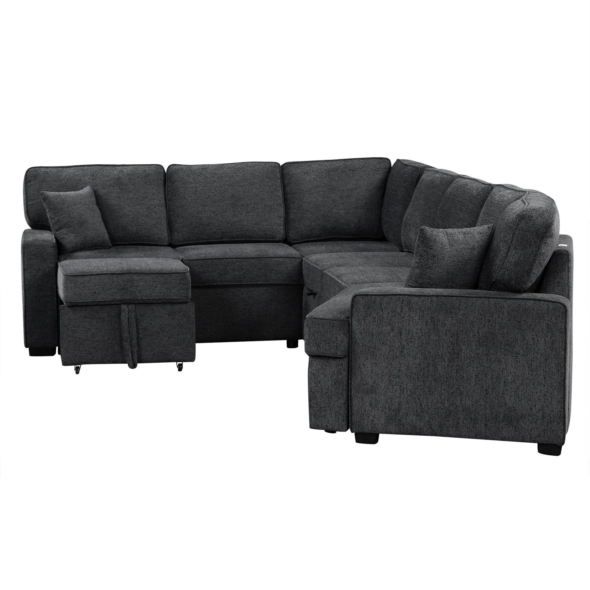 L-Shaped Sofa Sectional Sofa Couch Pull-Out Sofa Bed With Charging Devices And Cup Holders For Living Room - Best Buy Furniture