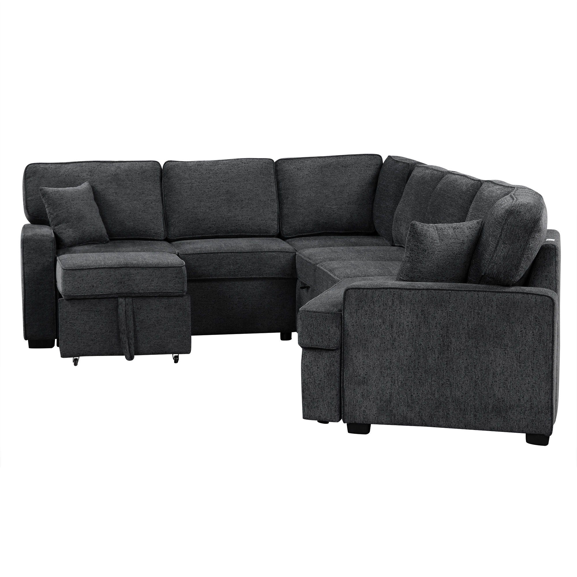 L-Shaped Sofa Sectional Sofa Couch Pull-Out Sofa Bed With Charging Devices And Cup Holders For Living Room - Best Buy Furniture