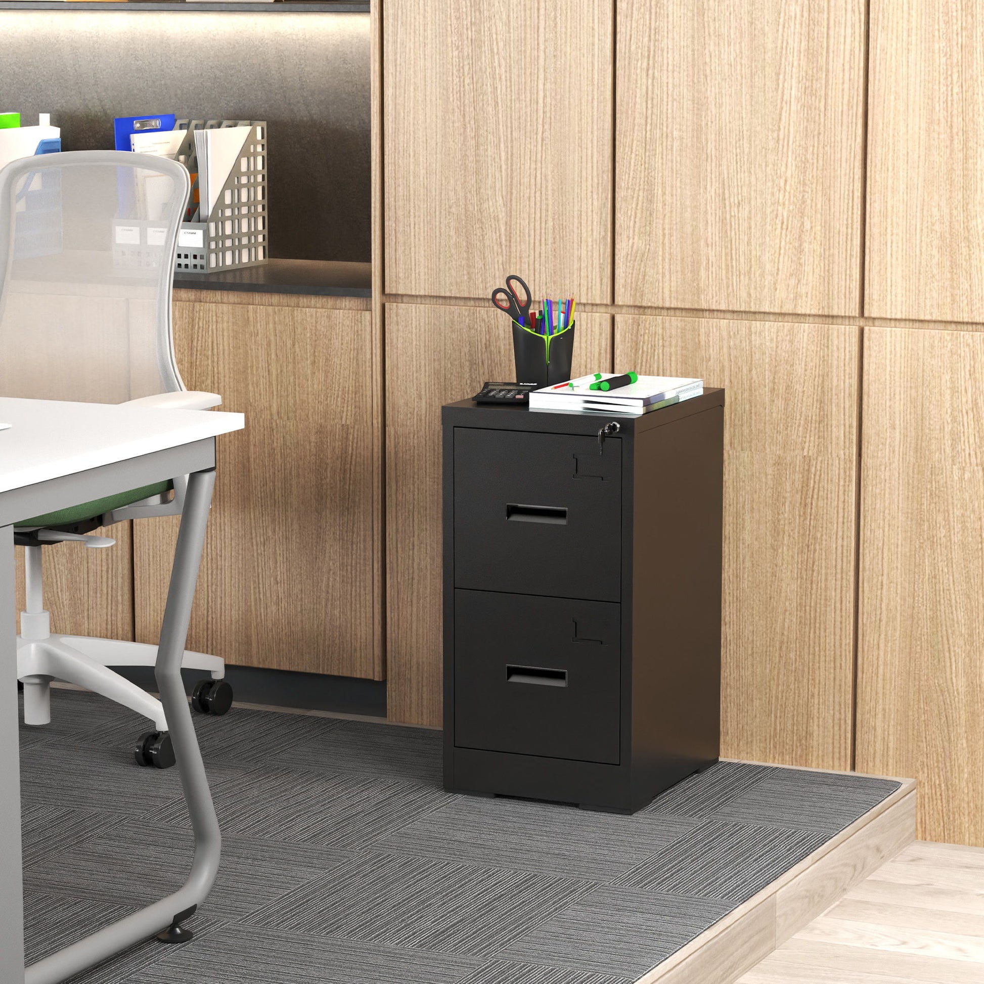 Modern Drawer Metal Vertical File Cabinet With Lock And Card Slot For Office - Best Buy Furniture