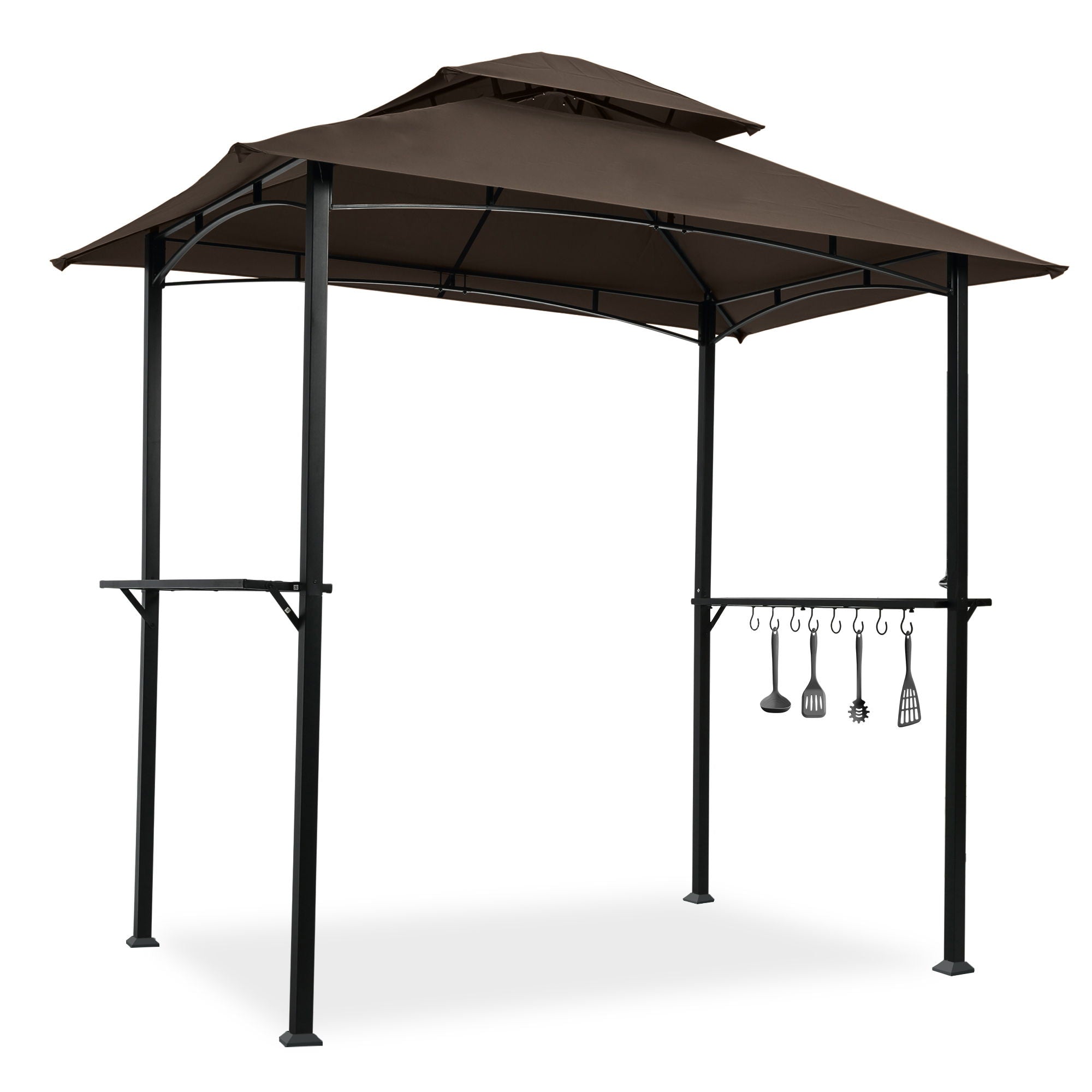 Outdoor Grill Gazebo With Double Tier Soft Top Canopy, Steel Frame, Bar Counters & Hook - Best Buy Furniture