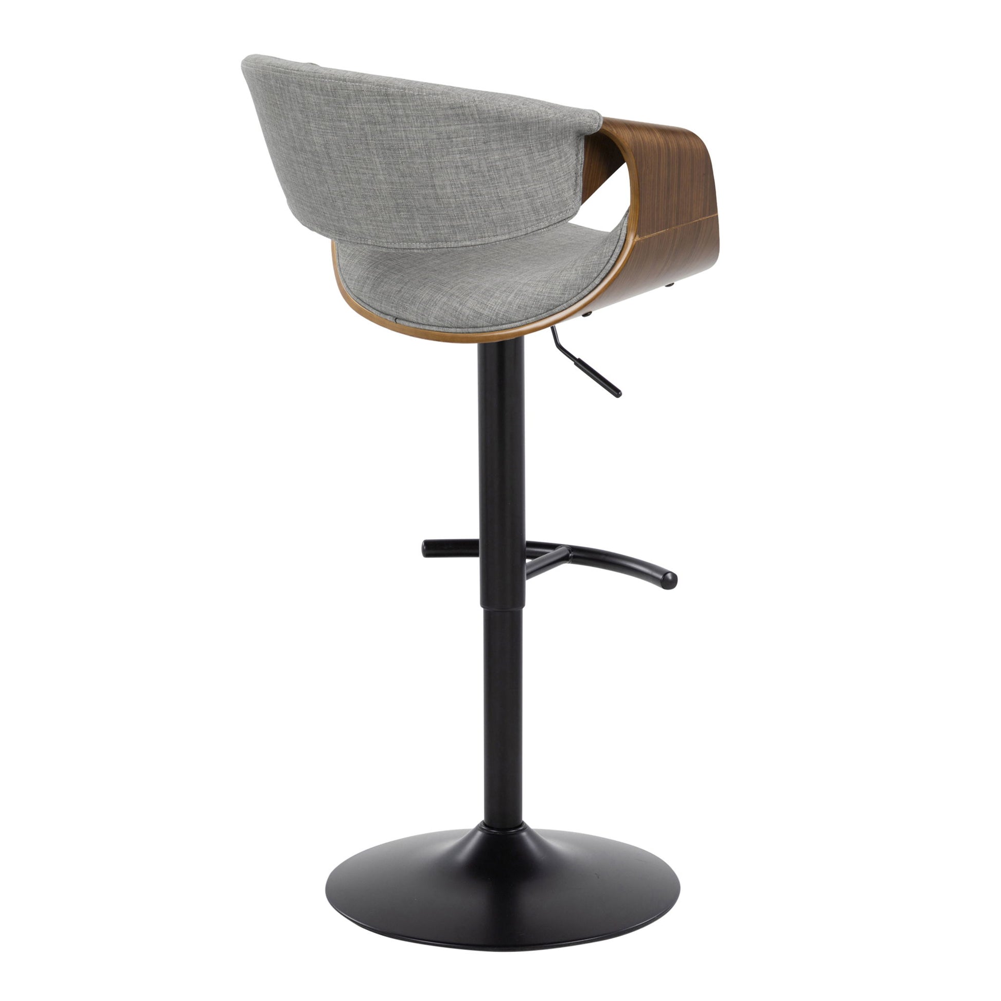 Curvo - Mid Century Modern Adjustable Barstool With Swivel & Rounded T Footrest (Set of 2) - Best Buy Furniture