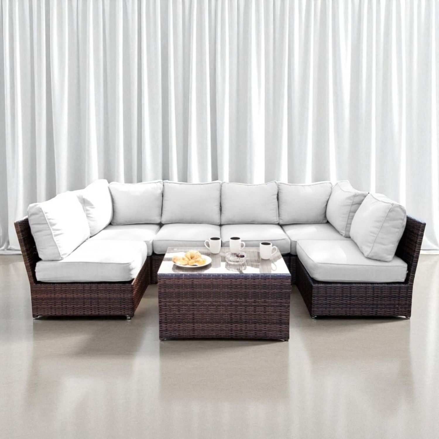 Comfortable Modern Patio Rattan Sectional Set With Cushions - Best Buy Furniture
