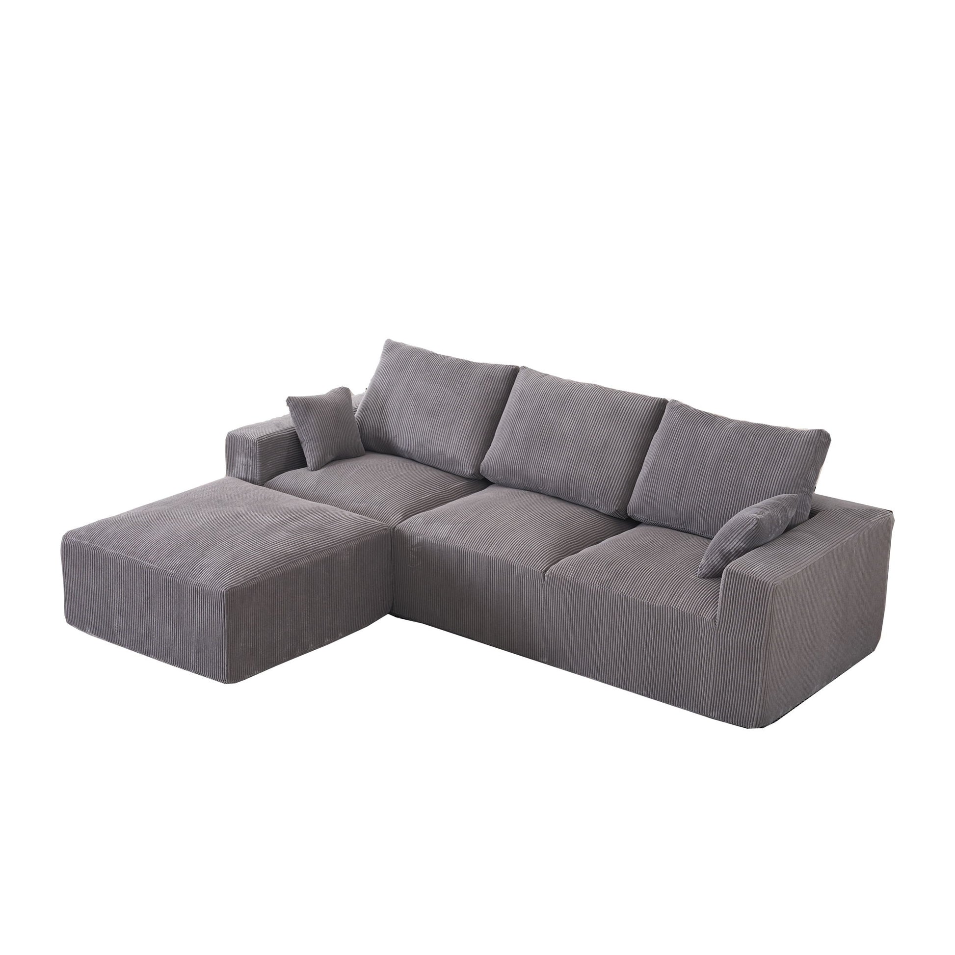 Modular Sectional Sofa With Ottoman, USB And Type C Charger, Petal Armrest Design - Best Buy Furniture