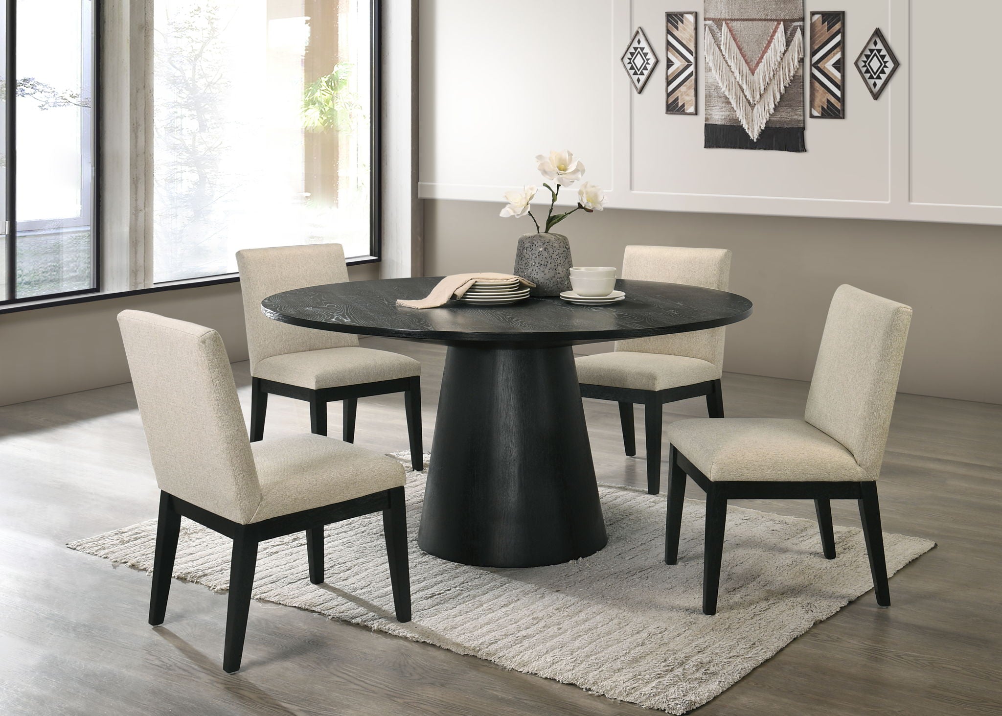Froja - 5 Pieces Dining Room Set - Beige / Black - Best Buy Furniture