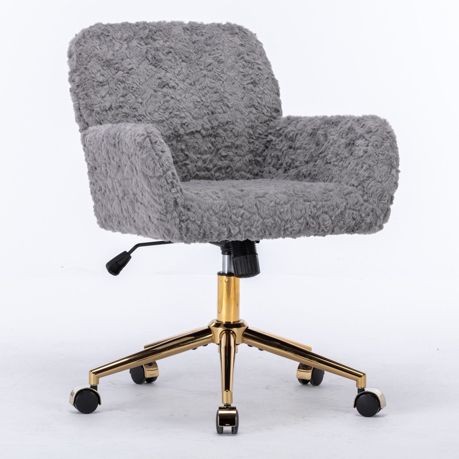 Office Chair, Artificial Rabbit Hair Home Office Chair With Golden Metal Base, Adjustable Desk Chair Swivel Office Chair, Vanity Chair - Best Buy Furniture