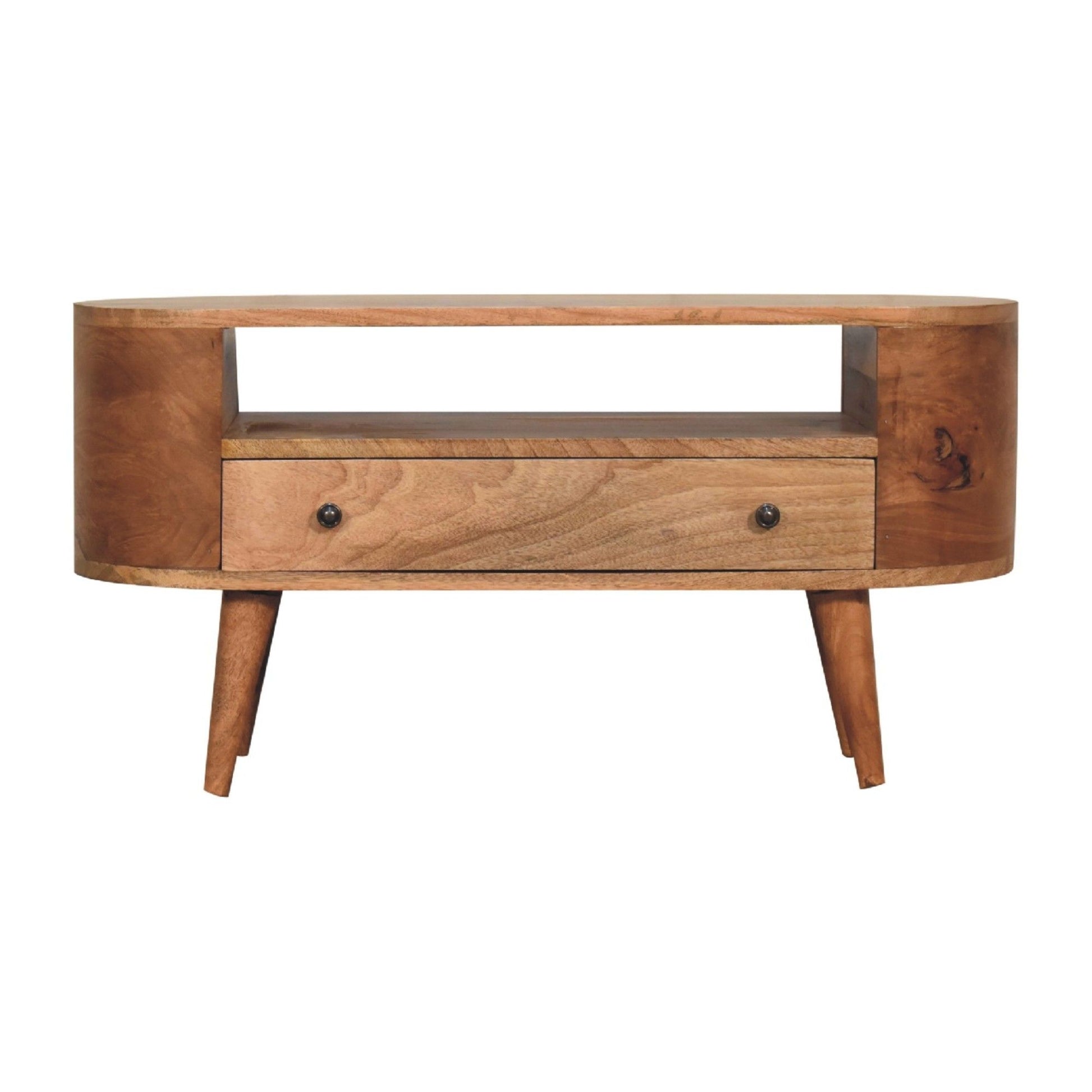 Mini Rounded Entertainment Unit - Oak - Best Buy Furniture