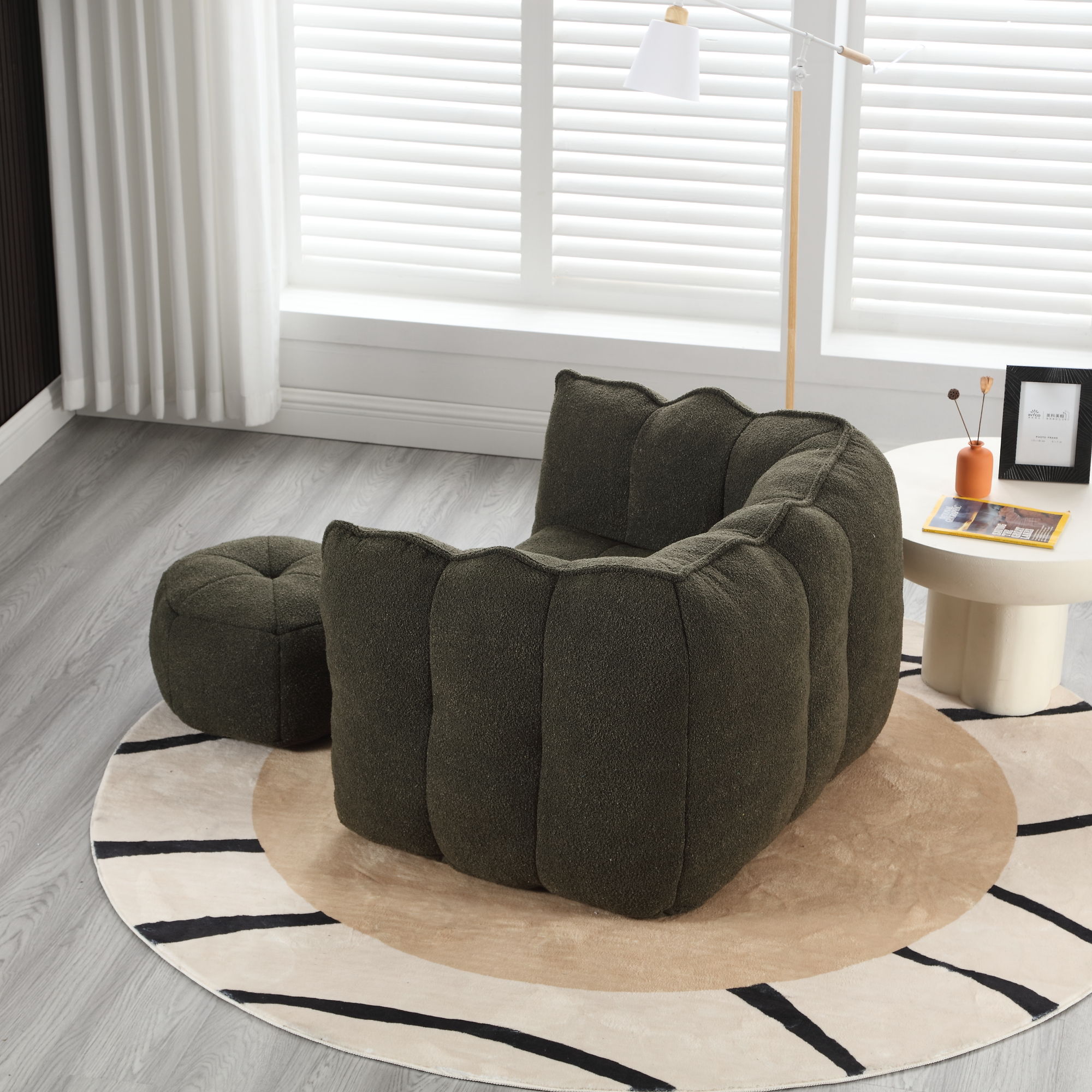 Soft Chenille Bean Bag Chair With High Resilient Foam