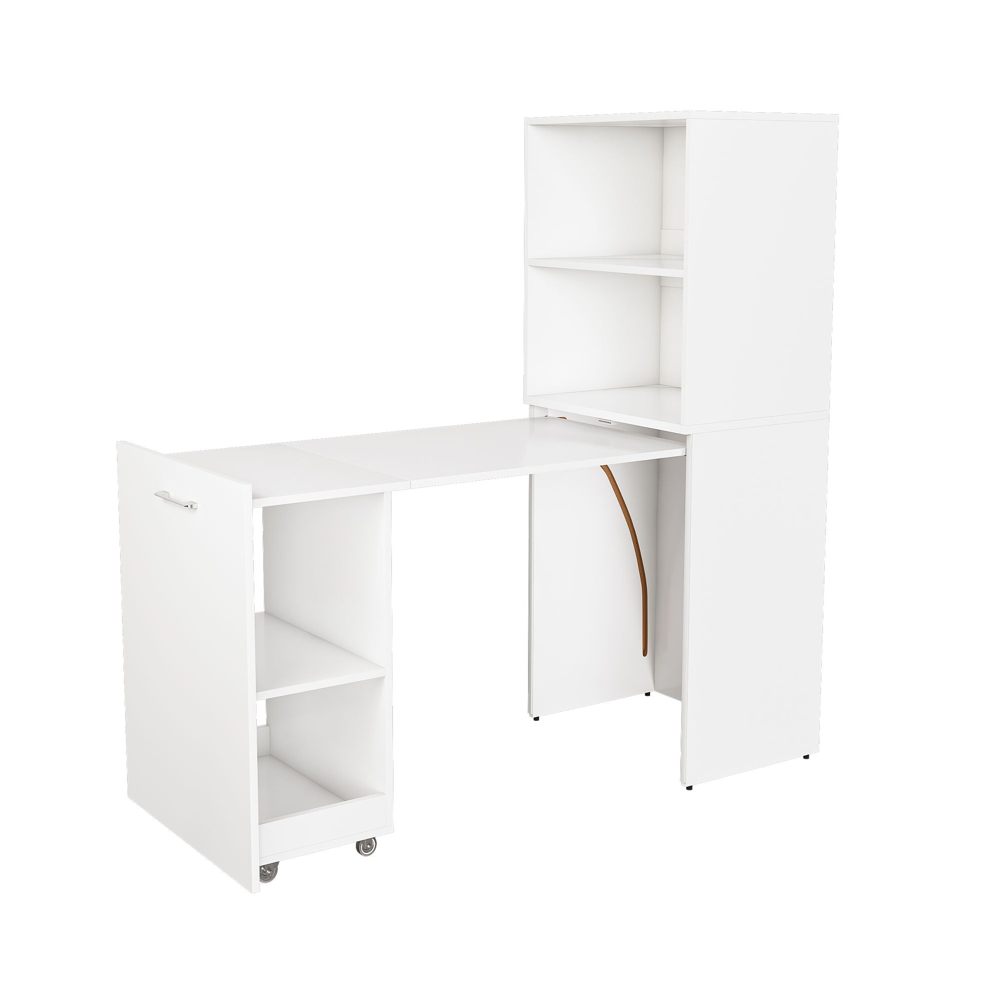 Stretchable Office Desk With Storage Shelves And Mobile Wheels - Best Buy Furniture