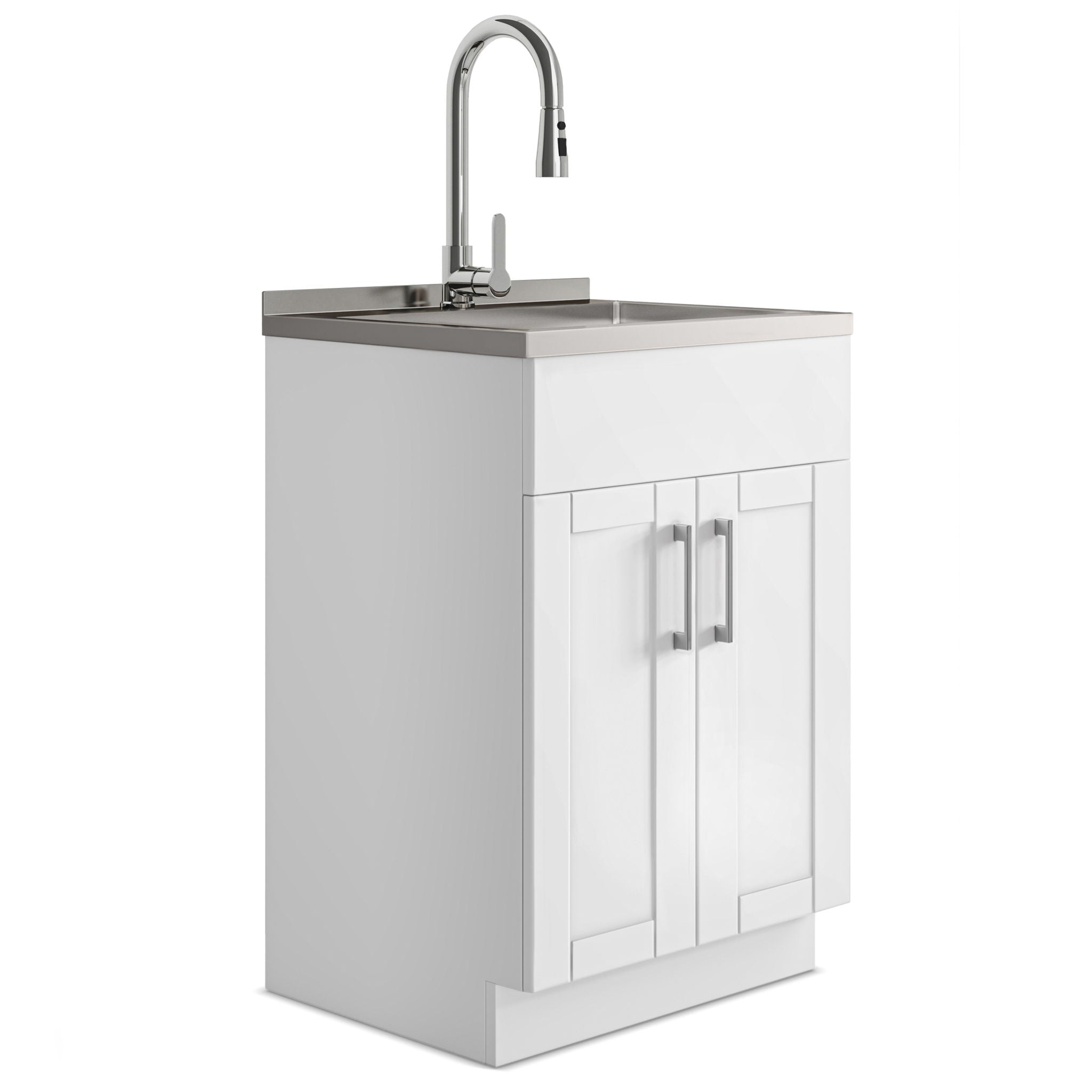 Shaker - Modern Wide, Laundry Cabinet With Faucet And Stainless Steel Sink - Best Buy Furniture