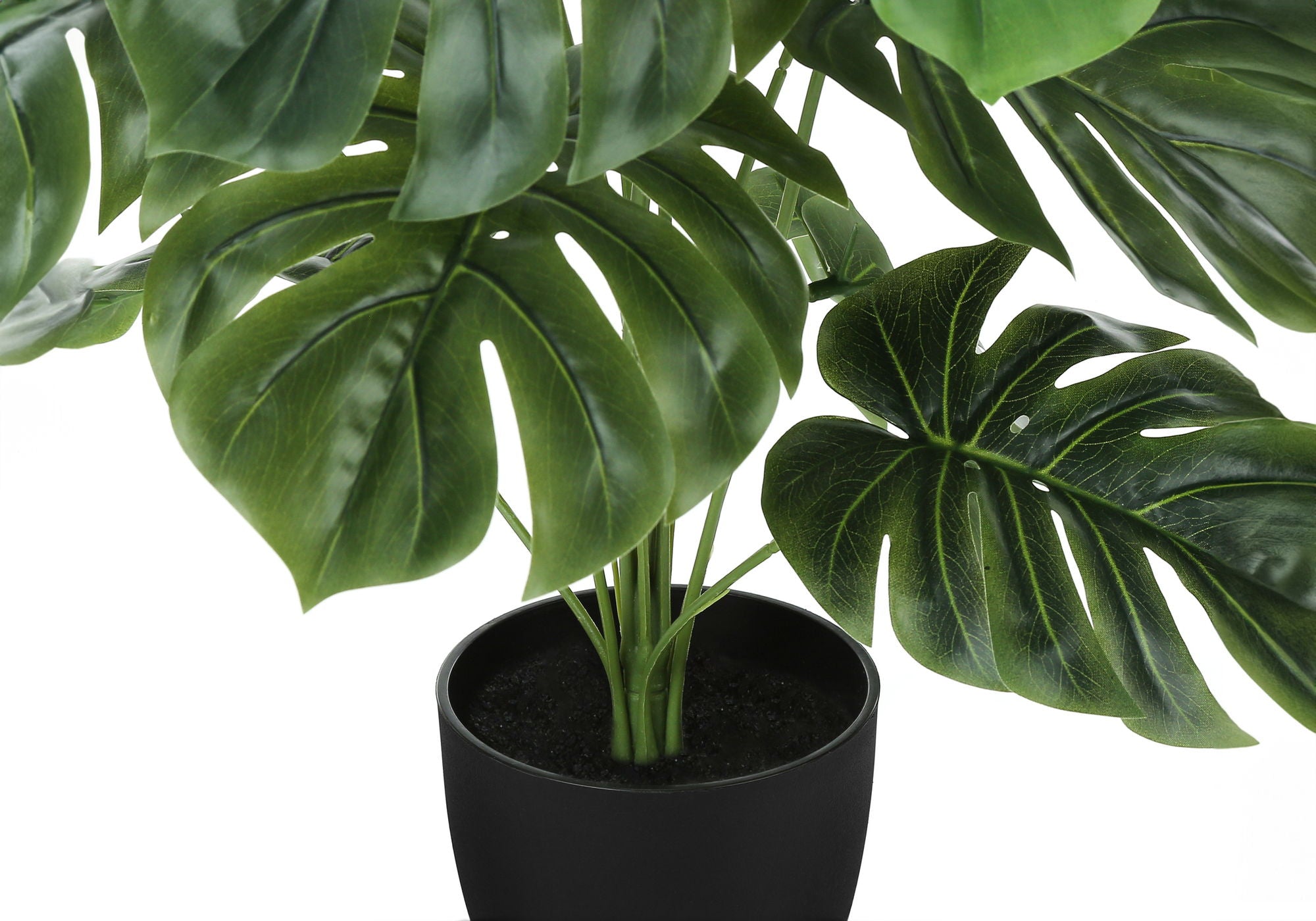 24" Tall, Artificial Plant, Monstera, Indoor, Faux, Fake, Table, Greenery, Potted, Real Touch, Decorative - Green / Black - Best Buy Furniture