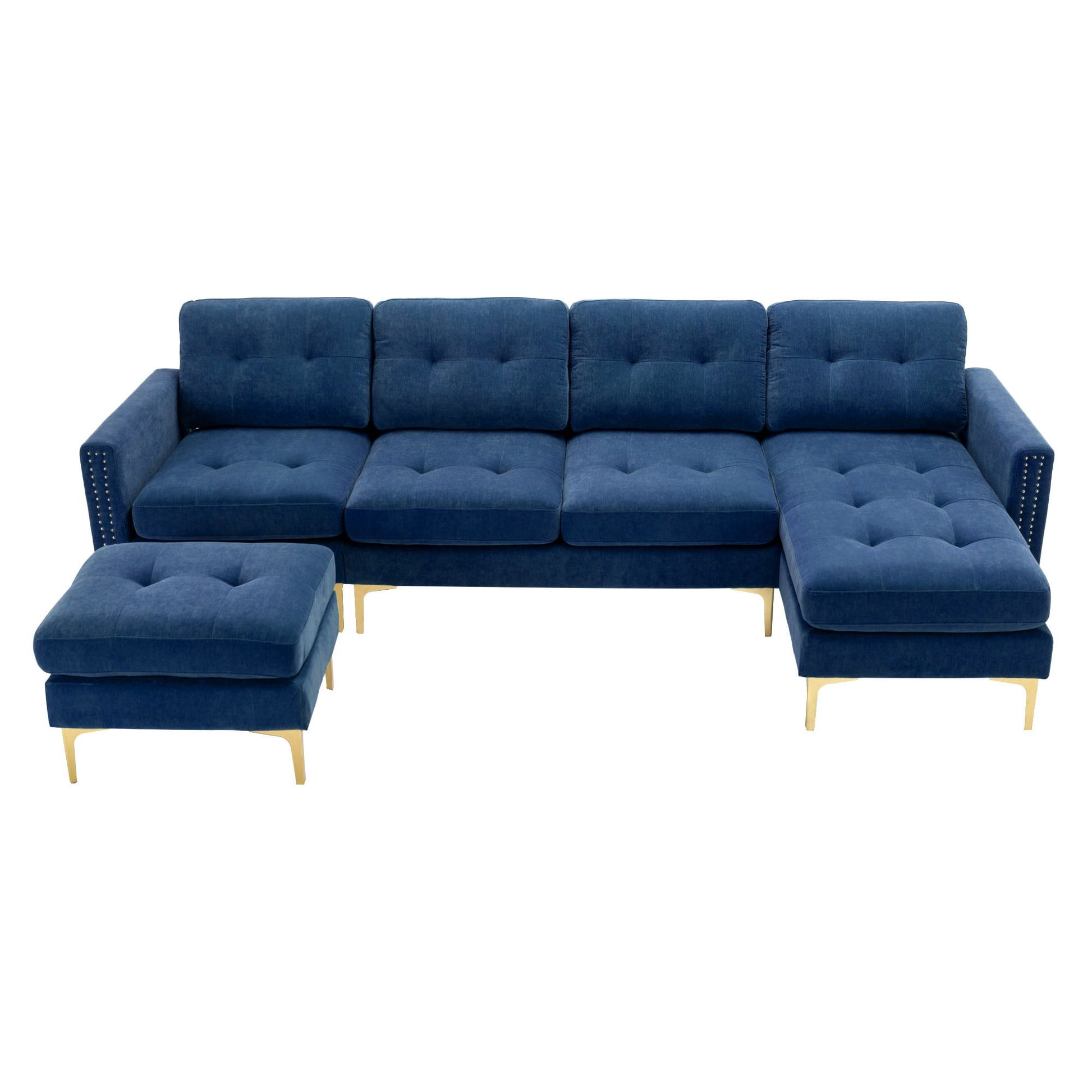 Modern L - Shape Convertible Sectional Sofa With Movable Ottoman - Best Buy Furniture