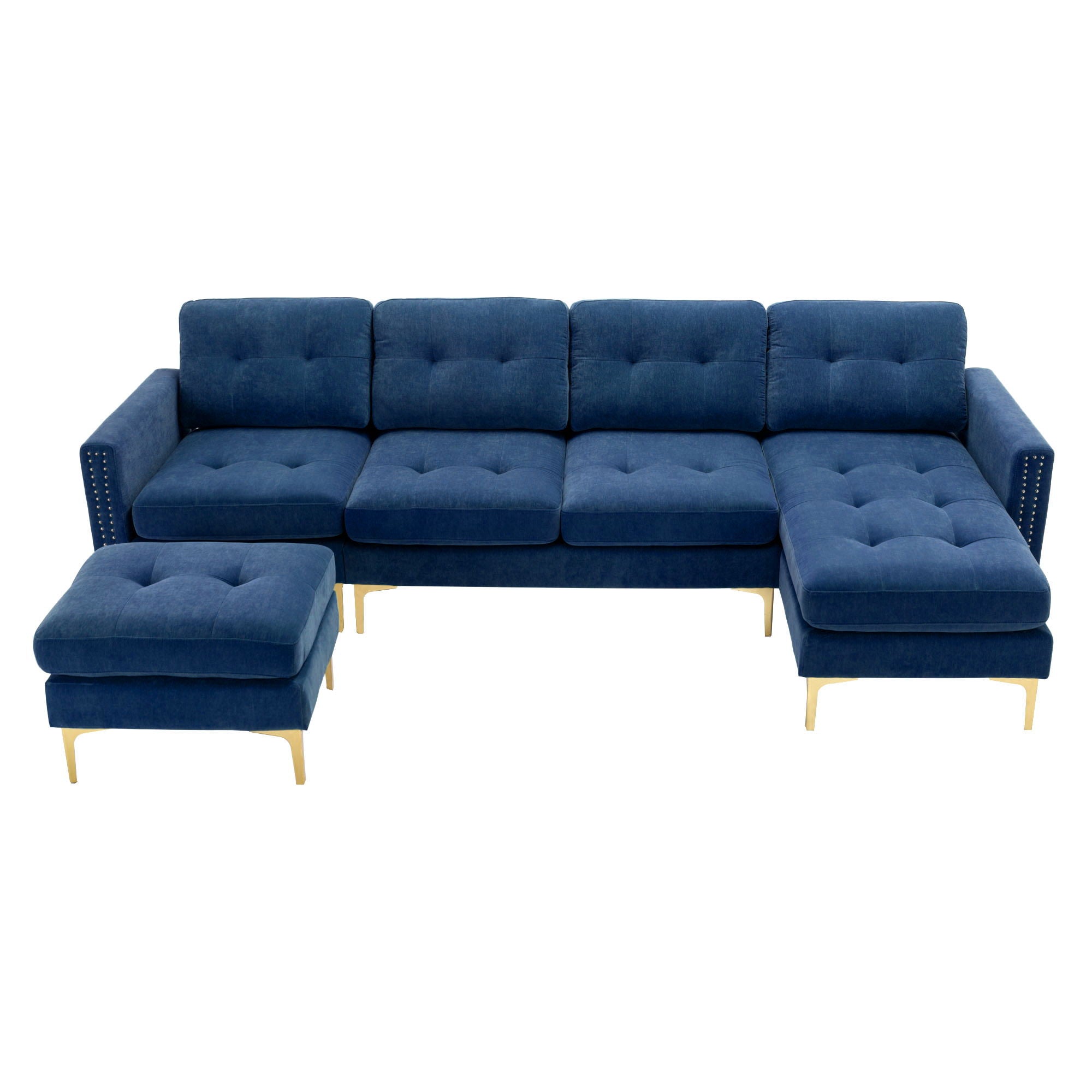 Modern L - Shape Convertible Sectional Sofa With Movable Ottoman - Best Buy Furniture