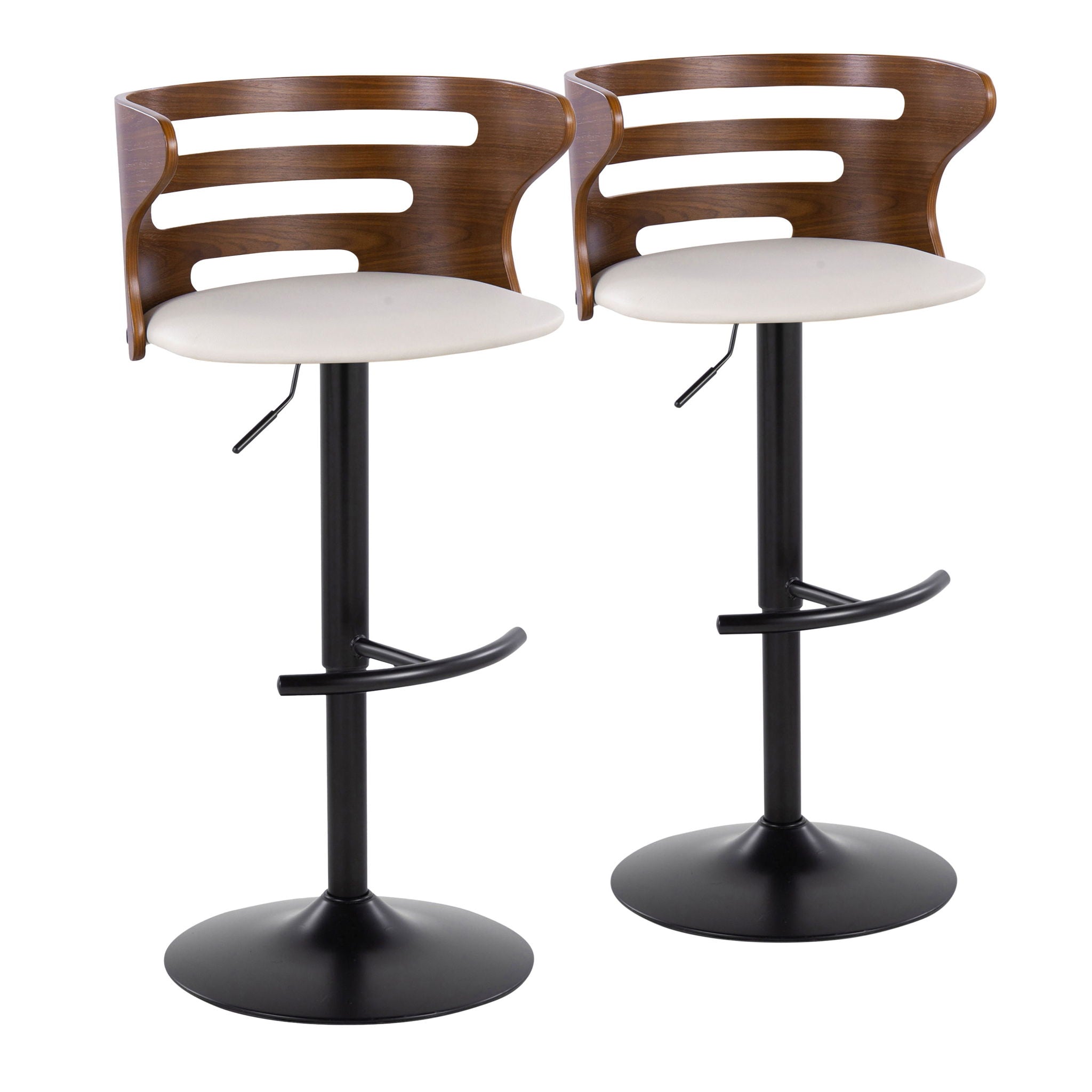 Cosi - Mid Century Modern Adjustable Barstool With Swivel With Rounded T Footrest (Set of 2) - Best Buy Furniture
