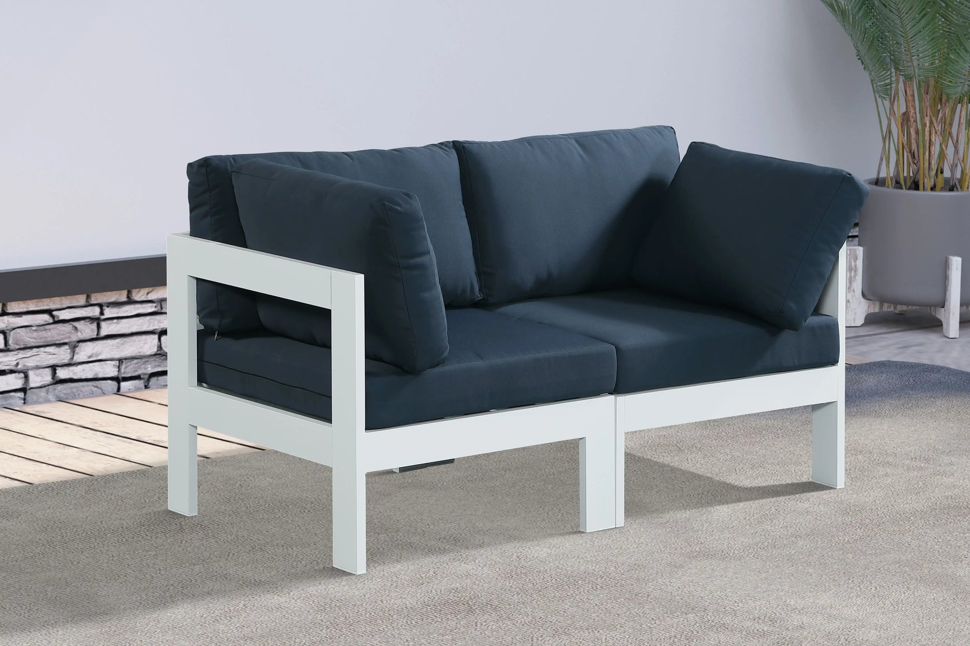 Nizuc - Outdoor Patio 2 Seat Modular Sofa With White Frame - Best Buy Furniture