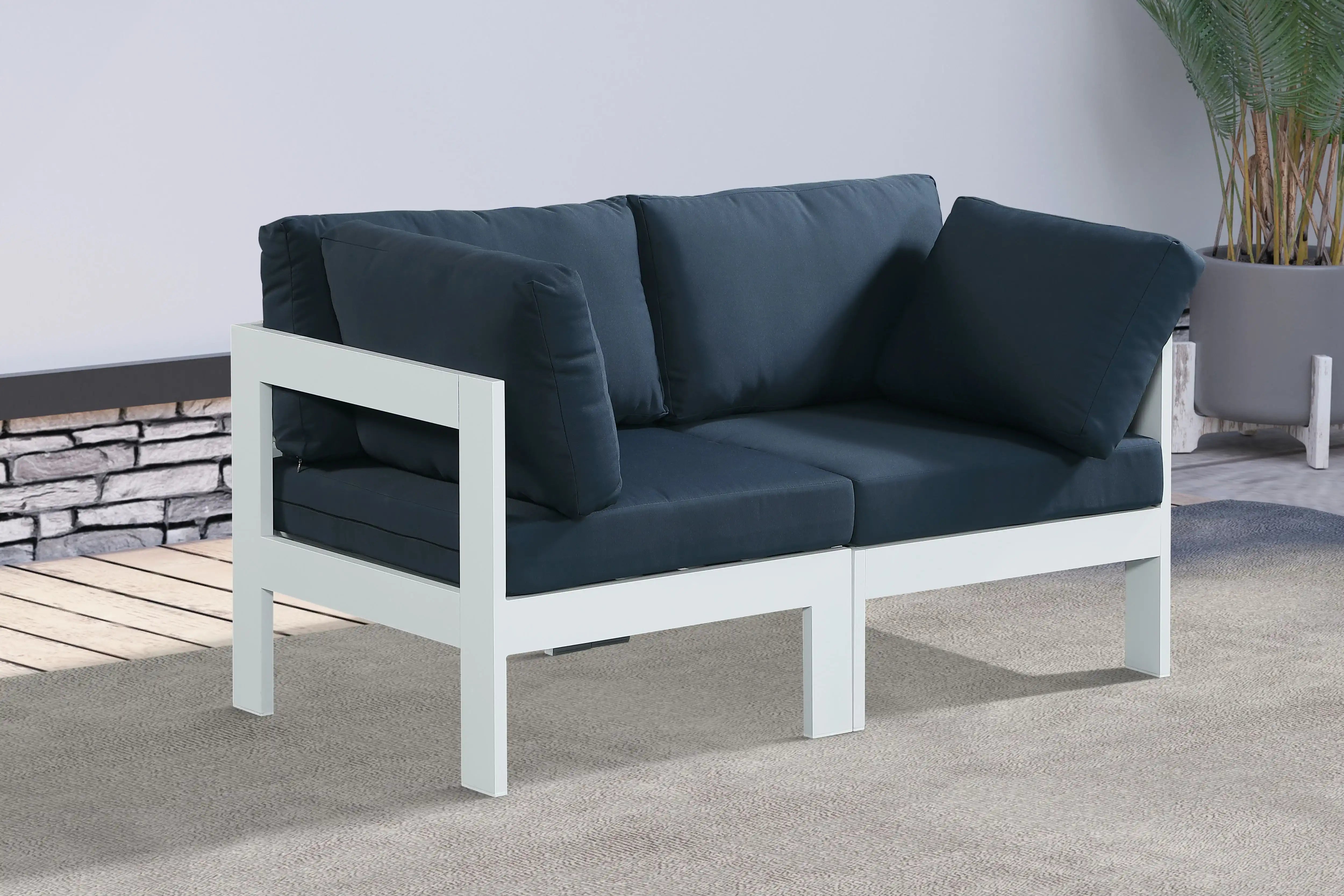 Nizuc - Outdoor Patio 2 Seat Modular Sofa With White Frame - Best Buy Furniture