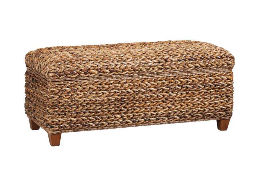 Laughton - Hand - Woven Banana Leaf Storage Trunk - Amber - Best Buy Furniture